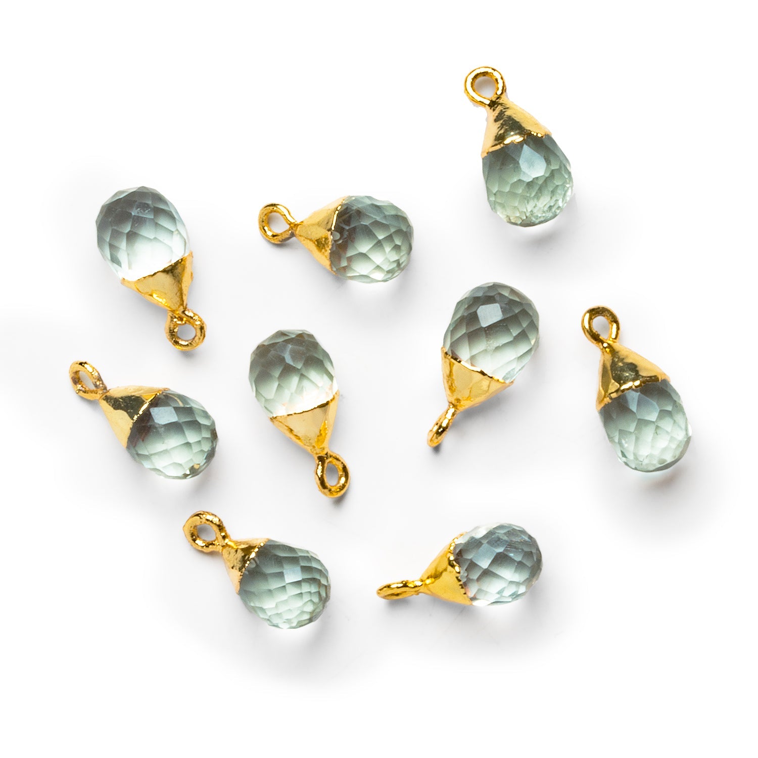 17x8mm Silver Leafed Prasiolite Teardrop Pendant 1 Bead - The Bead Traders