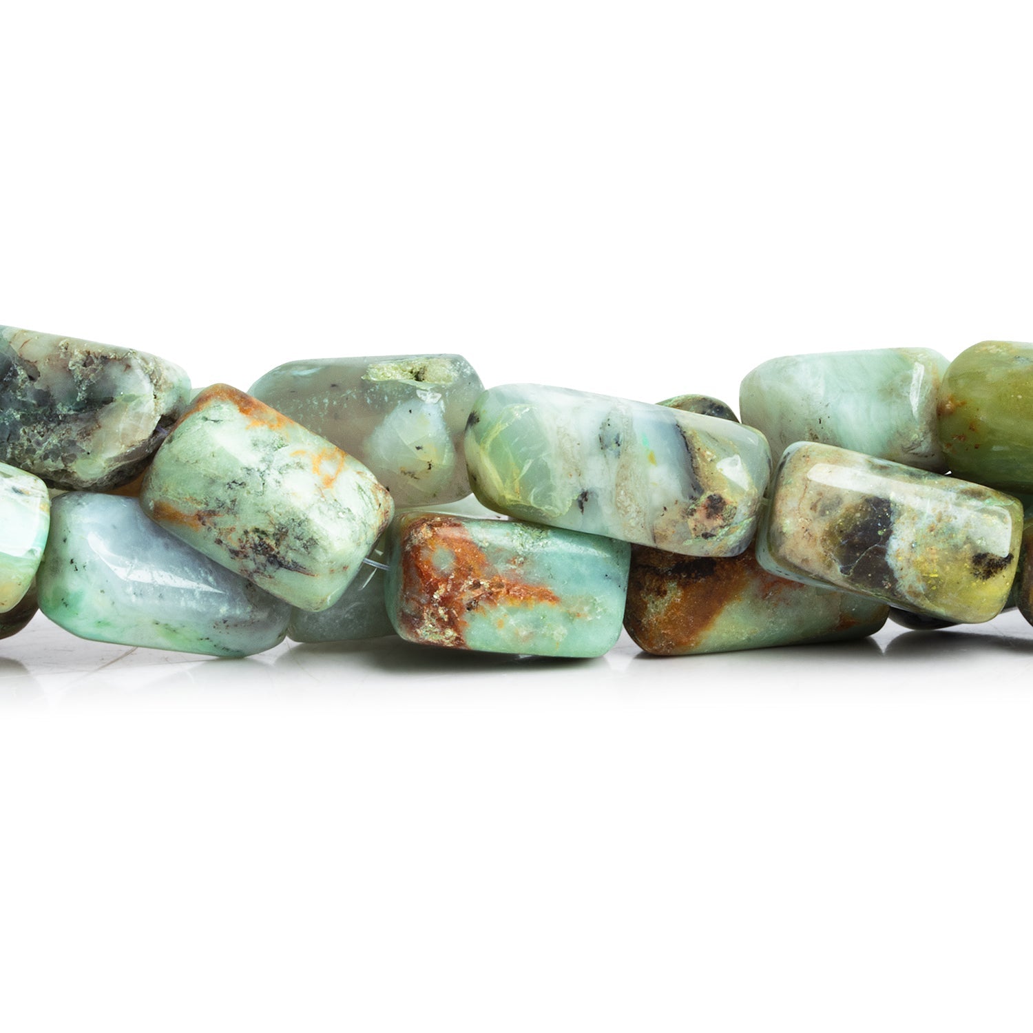 17x9mm Blue Peruvian Opal Plain Rectangles 16 inch 21 beads - The Bead Traders