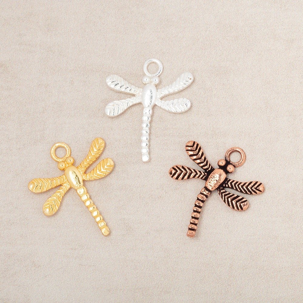 18.5mm Dragonfly Pendant Charms Set of 4 – All Finishes