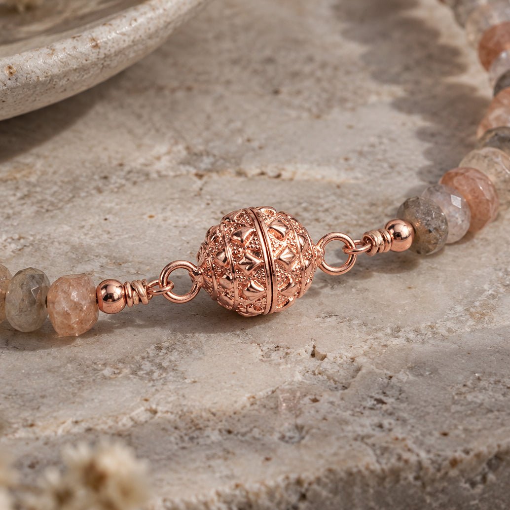 18mm Rose Gold Ball & Shell Magnetic Clasp 1 Bead - The Bead Traders