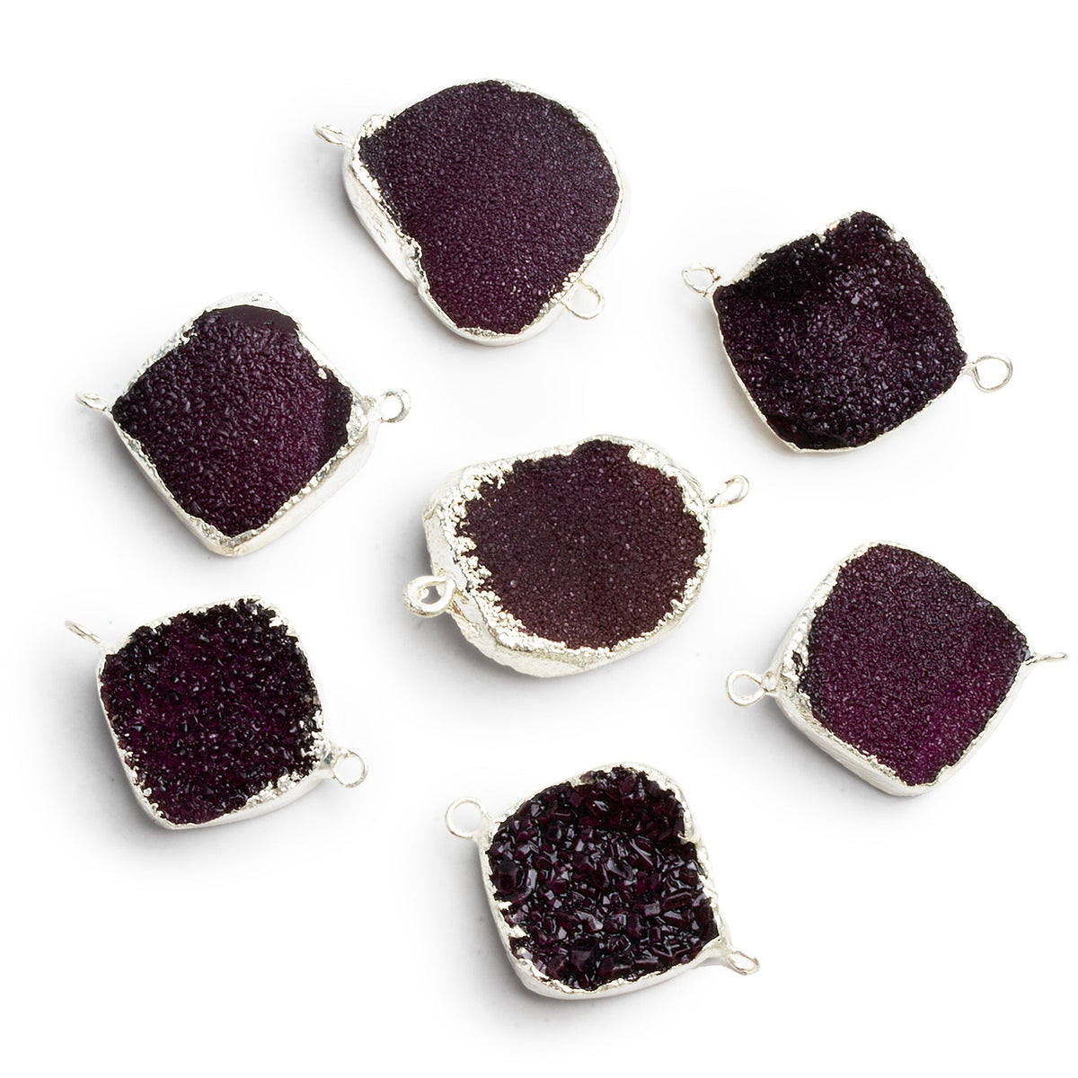 18mm Silver Leafed Berry Drusy Square Connector 1 Bead - The Bead Traders