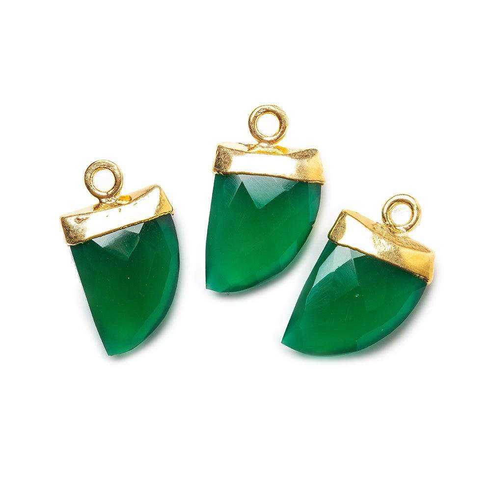 18x10mm 22kt Gold Leaf Tip Green Onyx Horn Pendant 1 piece - The Bead Traders