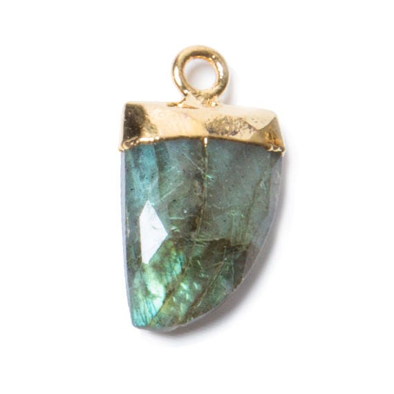 18x10mm 24kt Gold Leafed Labradorite Horn Pendant 1 piece - The Bead Traders
