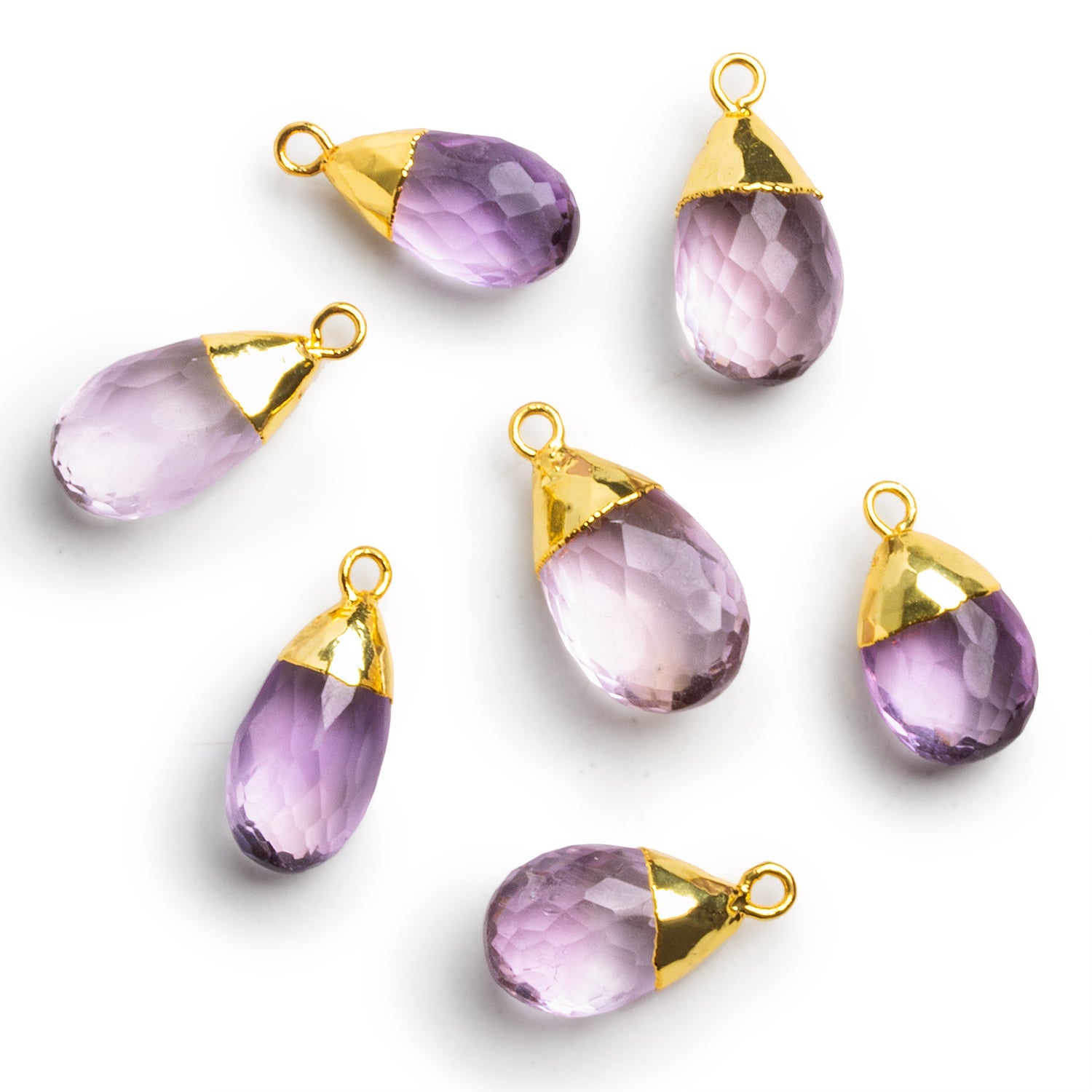 18x10mm Gold Leafed Amethyst Faceted Pear Pendant 1 Bead - The Bead Traders