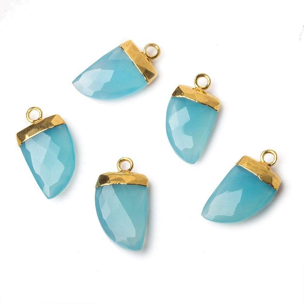 18x10mm Gold Leafed Aqua Chalcedony Horn Pendants 1 piece - The Bead Traders