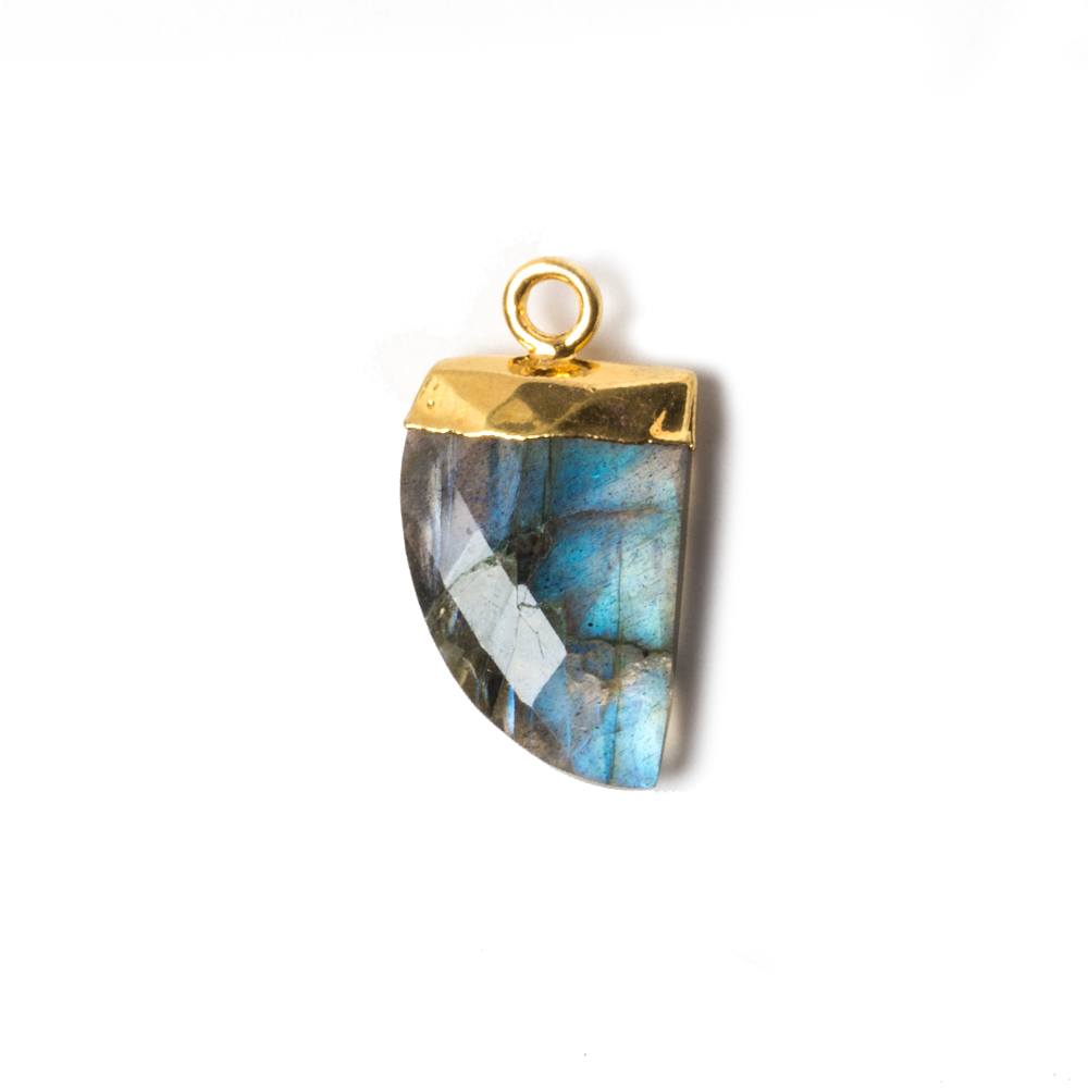18x10mm Gold Leafed Labradorite Horn Pendants 1 piece - The Bead Traders