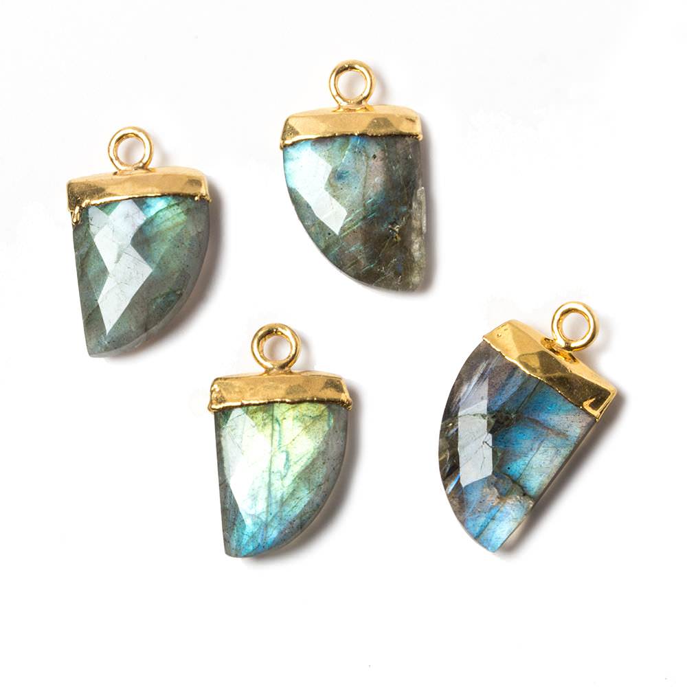 18x10mm Gold Leafed Labradorite Horn Pendants 1 piece - The Bead Traders
