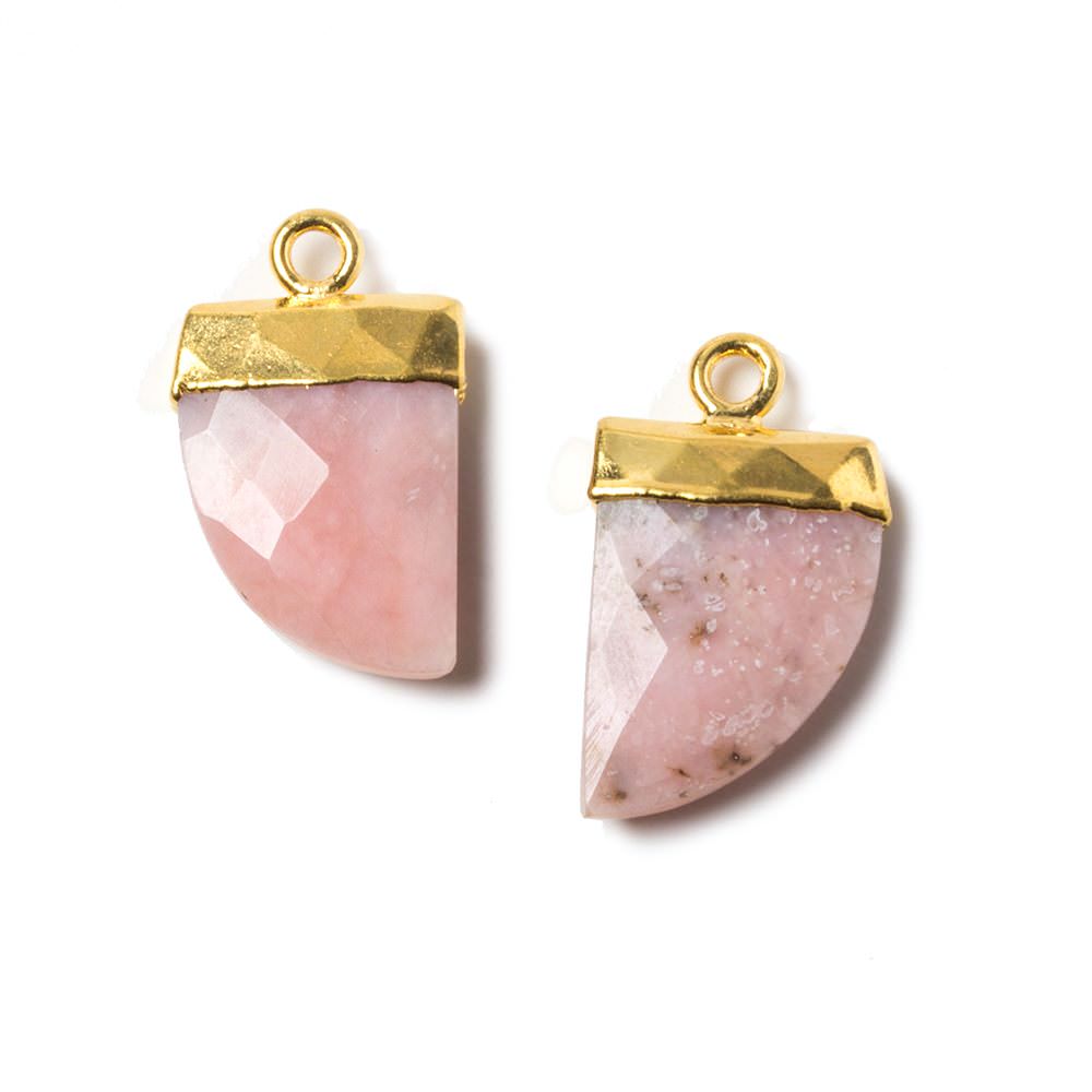 18x10mm Gold Leafed Pink Peruvian Opal Horn Pendant Set of 2 pcs Matched - The Bead Traders