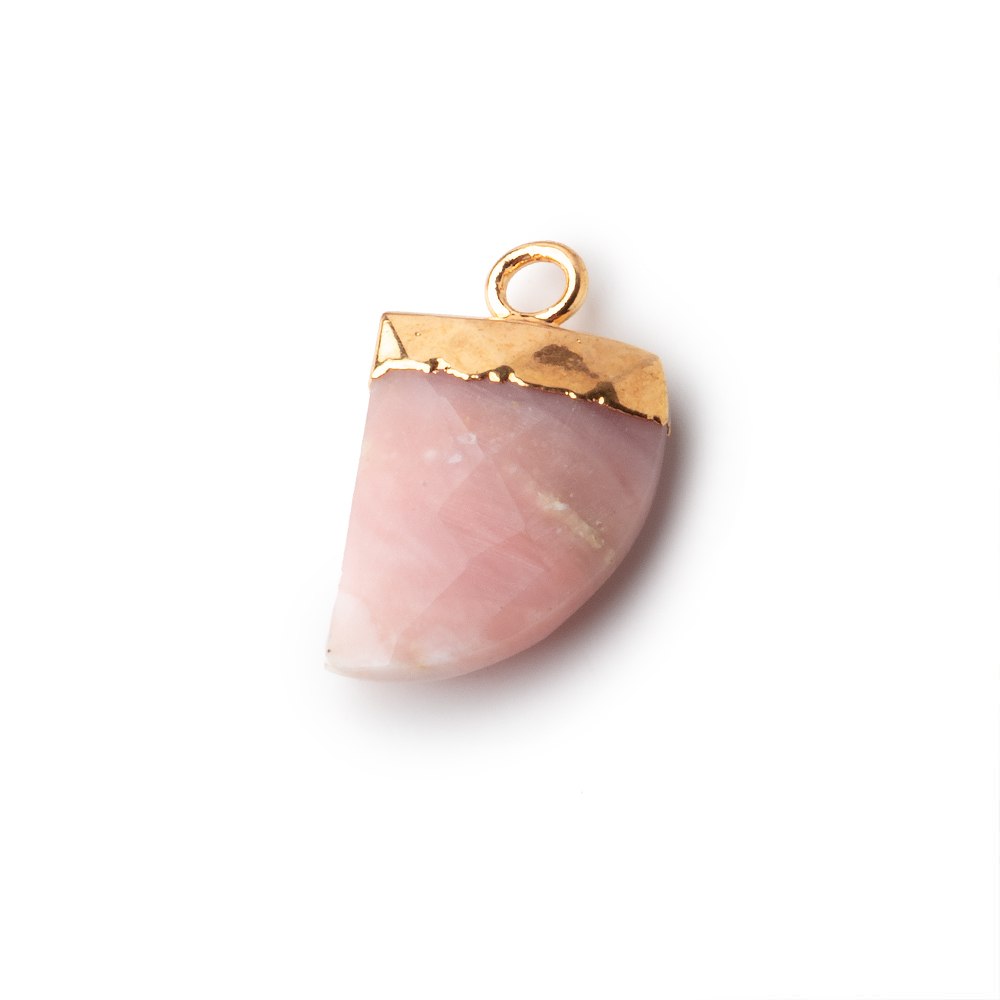 18x10mm Gold Leafed Pink Peruvian Opal Horn Pendants 1 piece - The Bead Traders