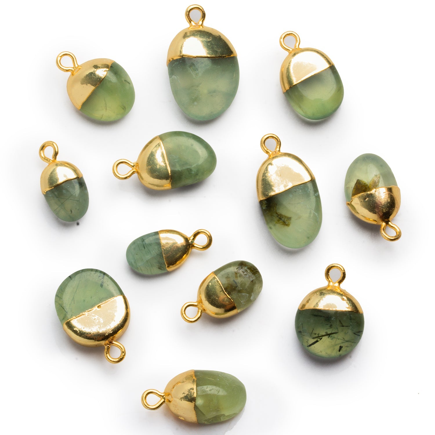 18x10mm Gold Leafed Prehnite Nugget Pendant 1 Bead - The Bead Traders