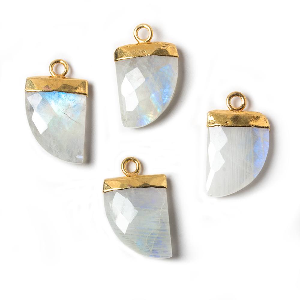 18x10mm Gold Leafed Rainbow Moonstone Horn Pendants 1 piece - The Bead Traders