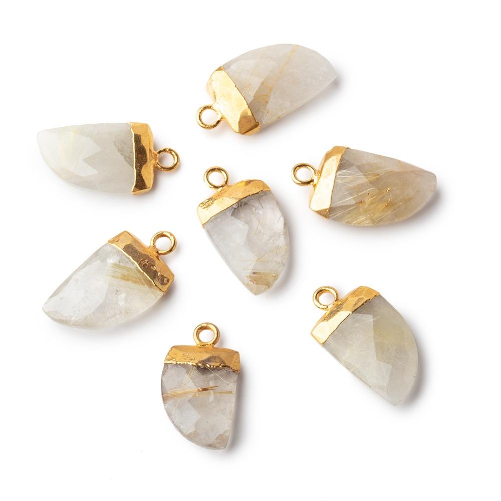 18x10mm Gold Leafed Rutilated Quartz Horn Pendant 1 piece - The Bead Traders