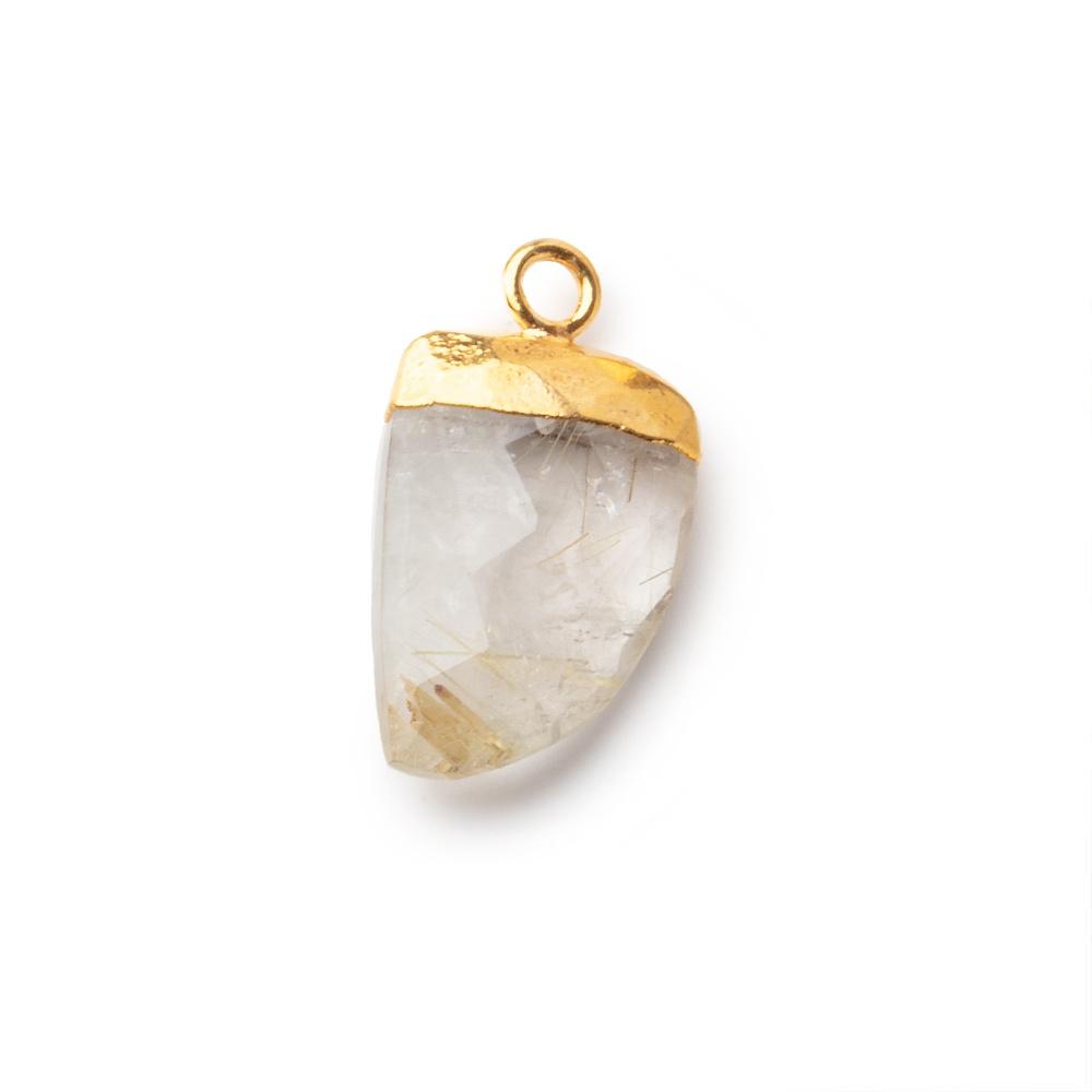 18x10mm Gold Leafed Rutilated Quartz Horn Pendant 1 piece - The Bead Traders