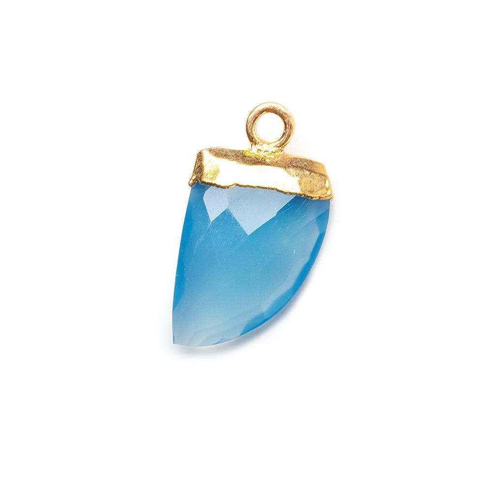 18x10mm Gold Leafed Tip London Blue Chalcedony Horn Pendant 1 piece - The Bead Traders
