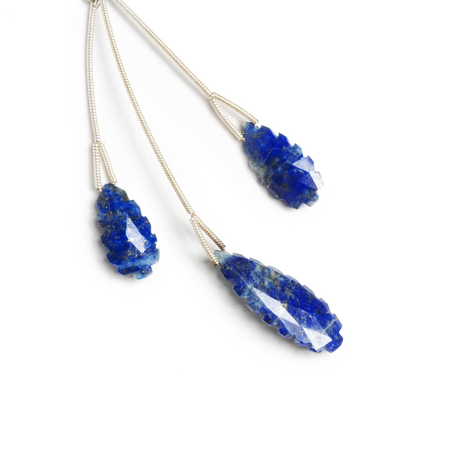 18x10mm Lapis Lazuli Scalloped Pear Focals 3 Beads - The Bead Traders