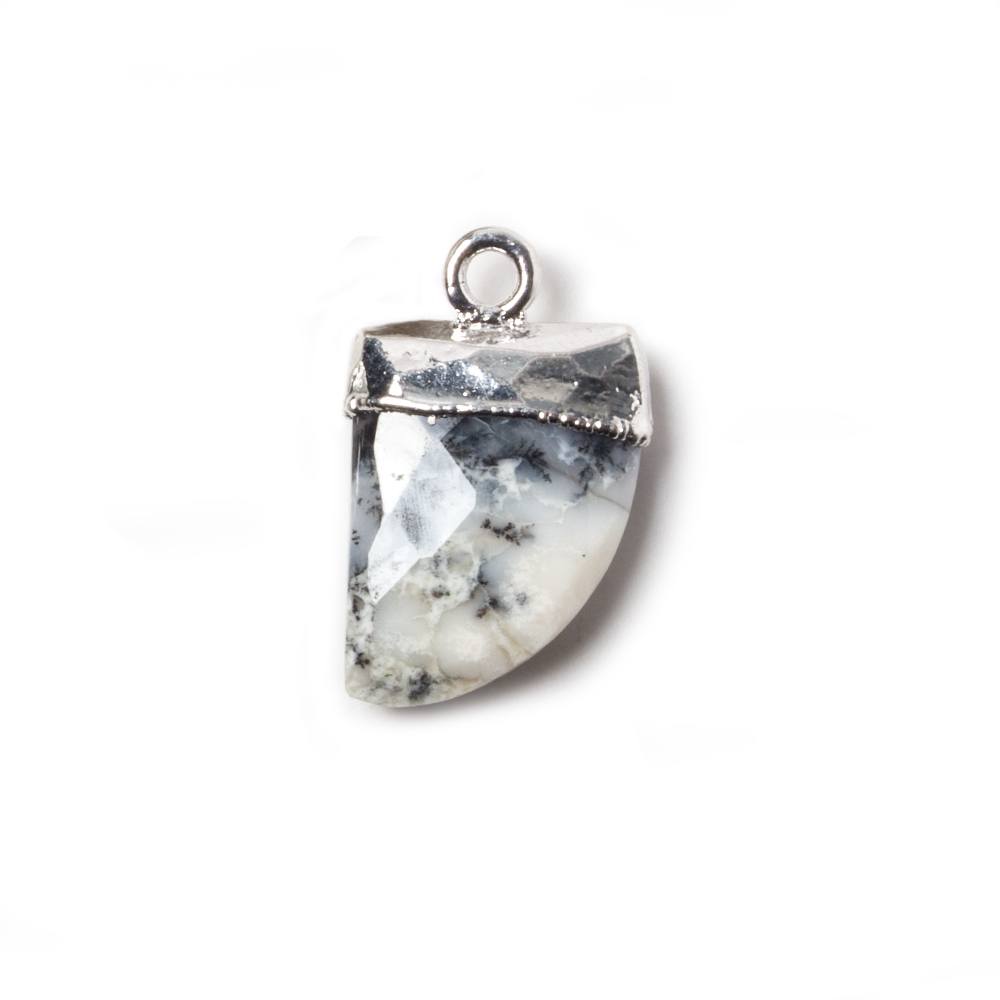 18x10mm Silver Leafed Light Dendritic Opal Horn Pendants 1 piece - The Bead Traders