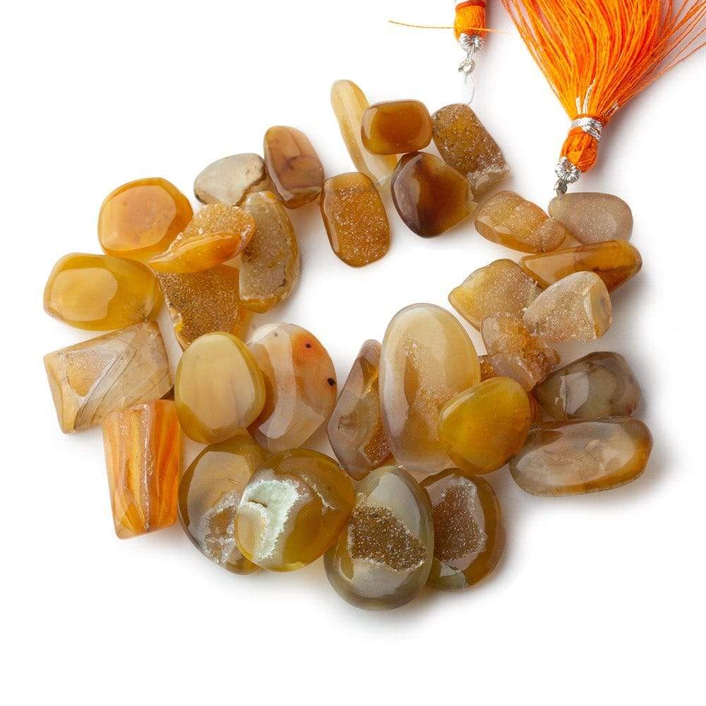 18x11mm Caramel Brown Agate Drusy Freeform Beads 8 inch 30 pieces - The Bead Traders