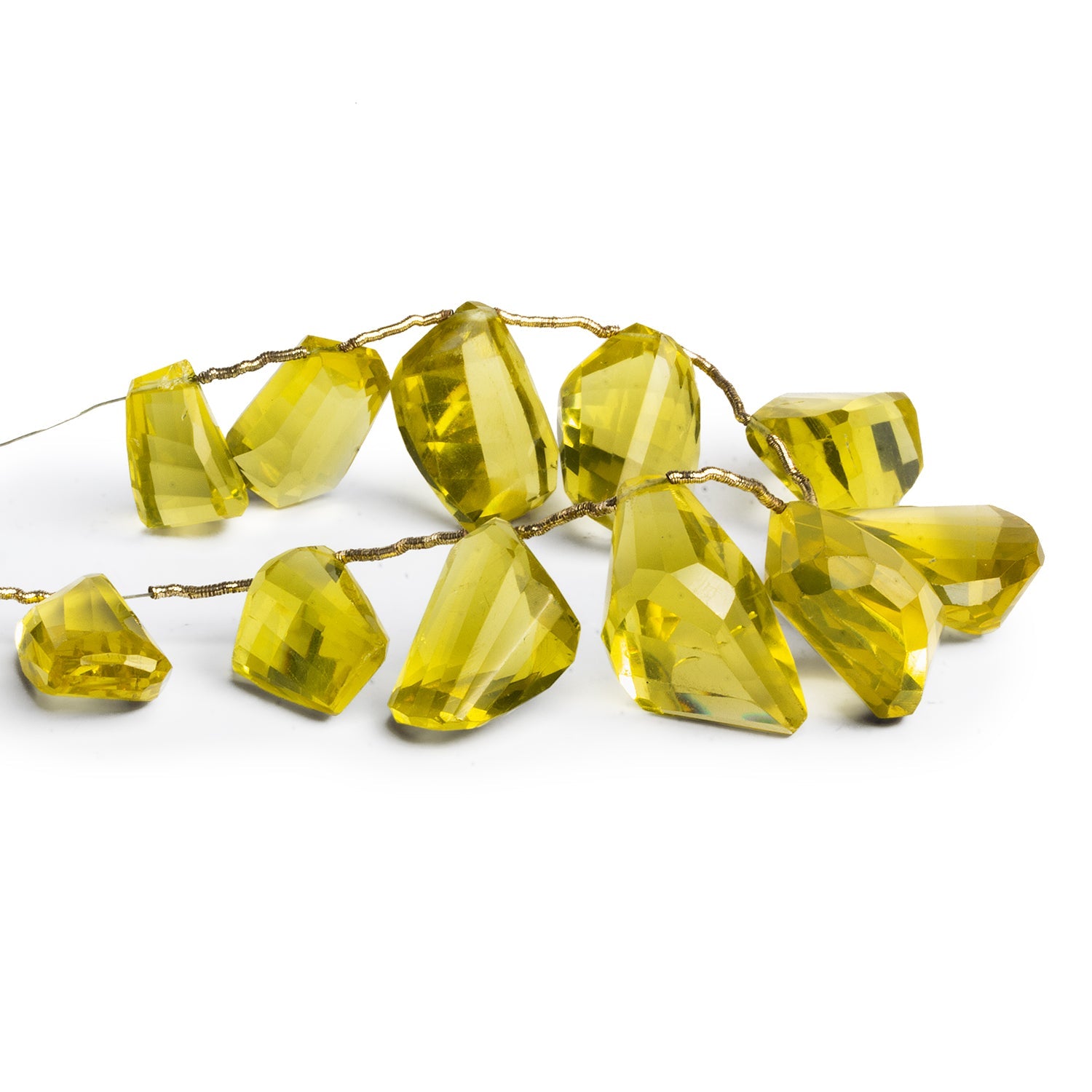 18x11mm Lemon Quartz Faceted Nuggets 8 inch 12 beads - The Bead Traders