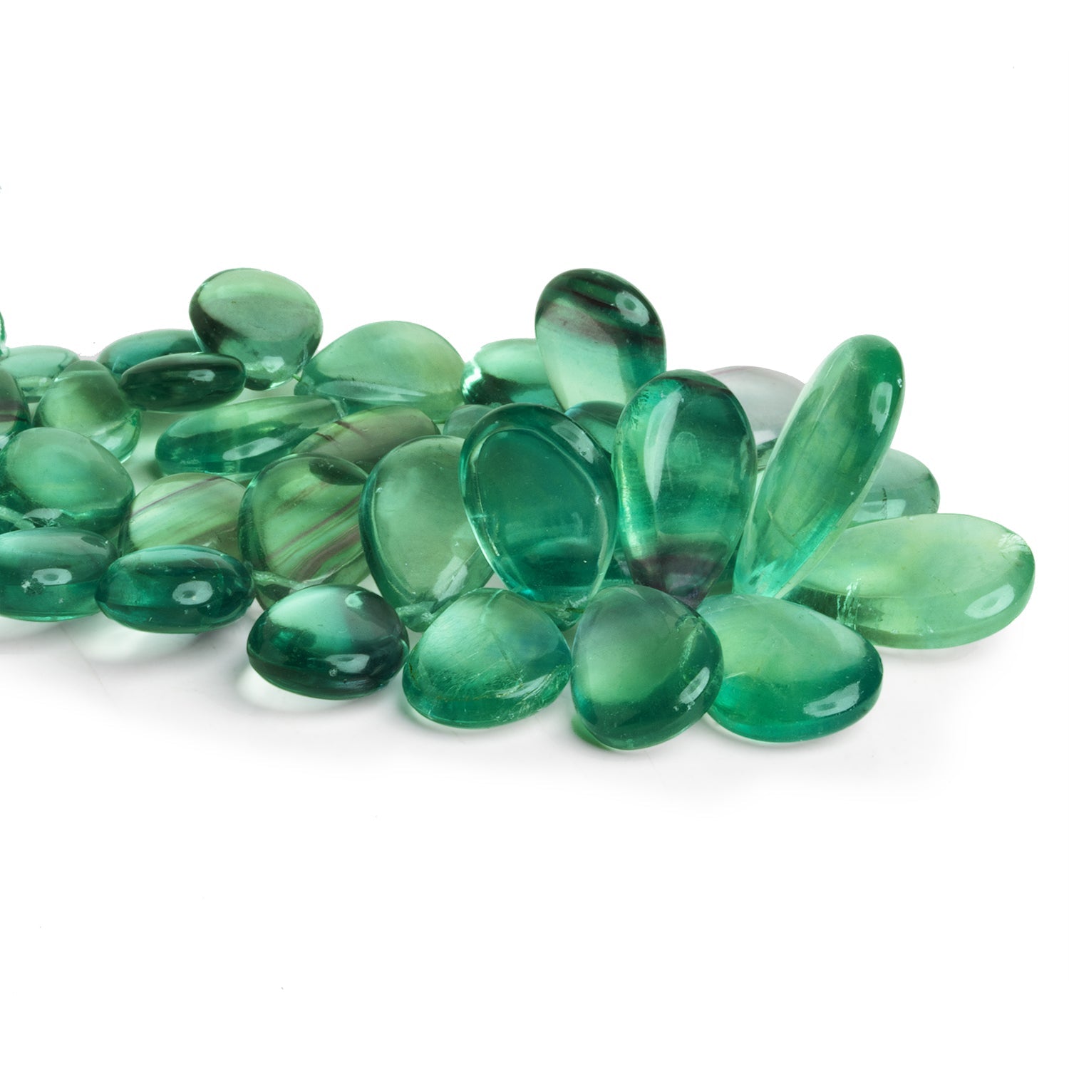 18x12mm Banded Fluorite Plain Pears 6.5 inch 31 beads - The Bead Traders