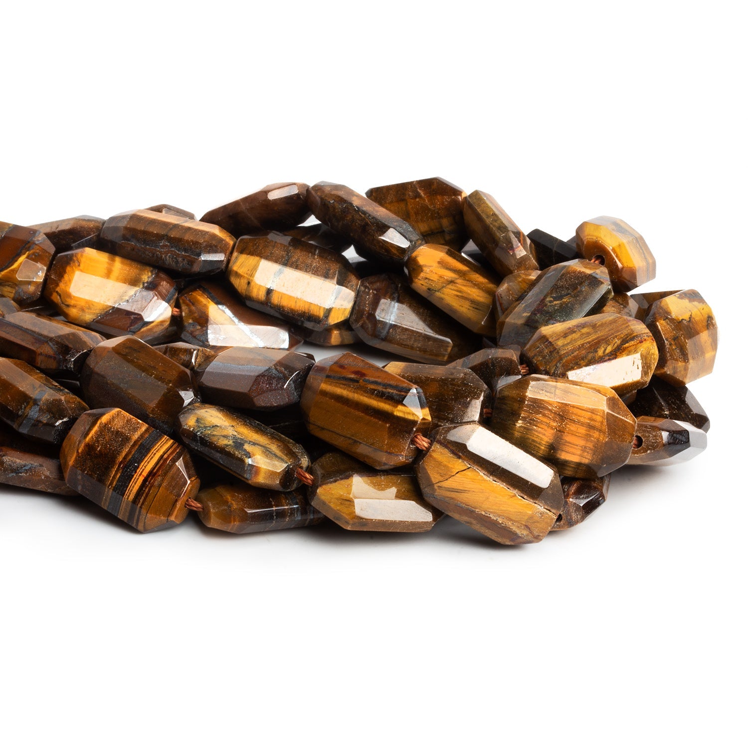 18x12mm Tiger's Eye Faceted Rectangles 16 inch 20 beads - The Bead Traders