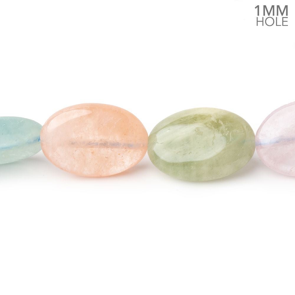 18x13mm Multi Color Beryl Plain Ovals 15.5 inch 23 Beads 1mm Drill Hole - The Bead Traders