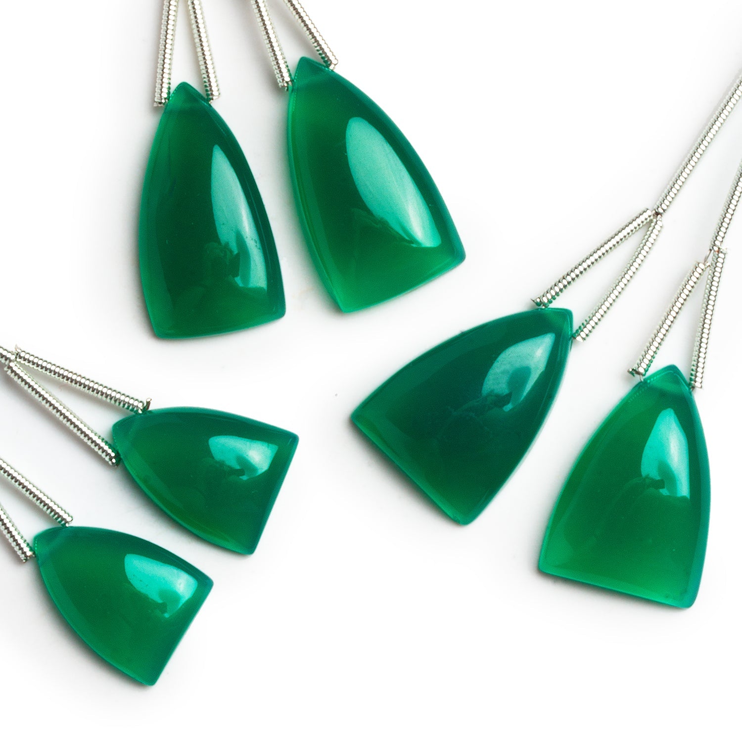 18x14mm Dark Green Chalcedony Shield Focals Set of 2 Beads - The Bead Traders