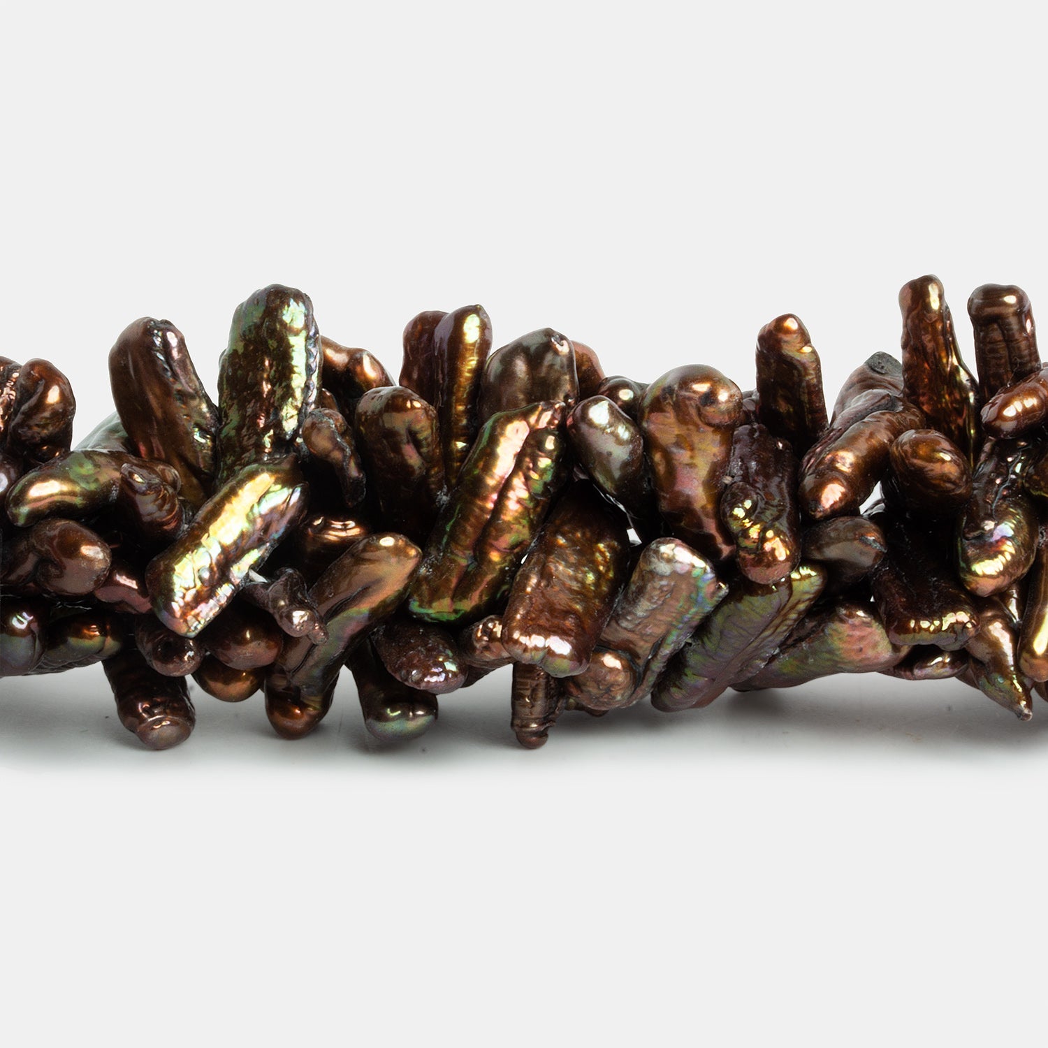18x7mm Bronze Biwa Pearls 16 inch 64 beads - The Bead Traders
