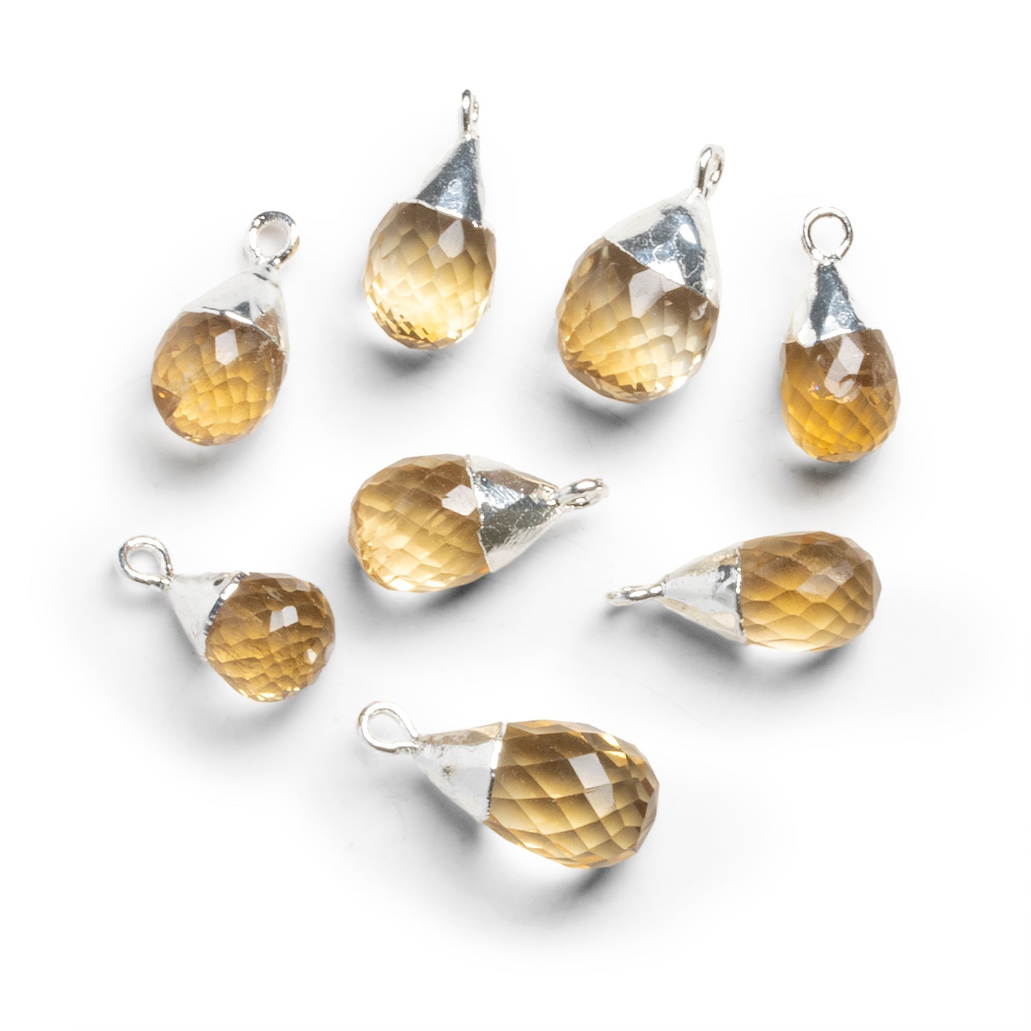 18x8mm Silver Leafed Citrine Faceted Teardrop Pendant 1 Bead - The Bead Traders