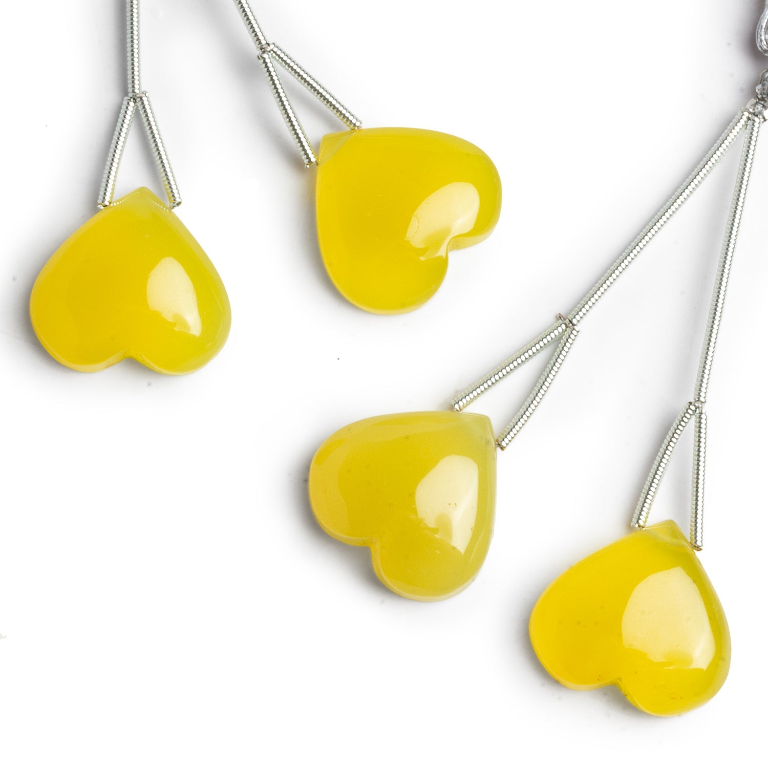 19mm Limoncello Yellow Chalcedony Heart Focals Set of 2 Beads - The Bead Traders