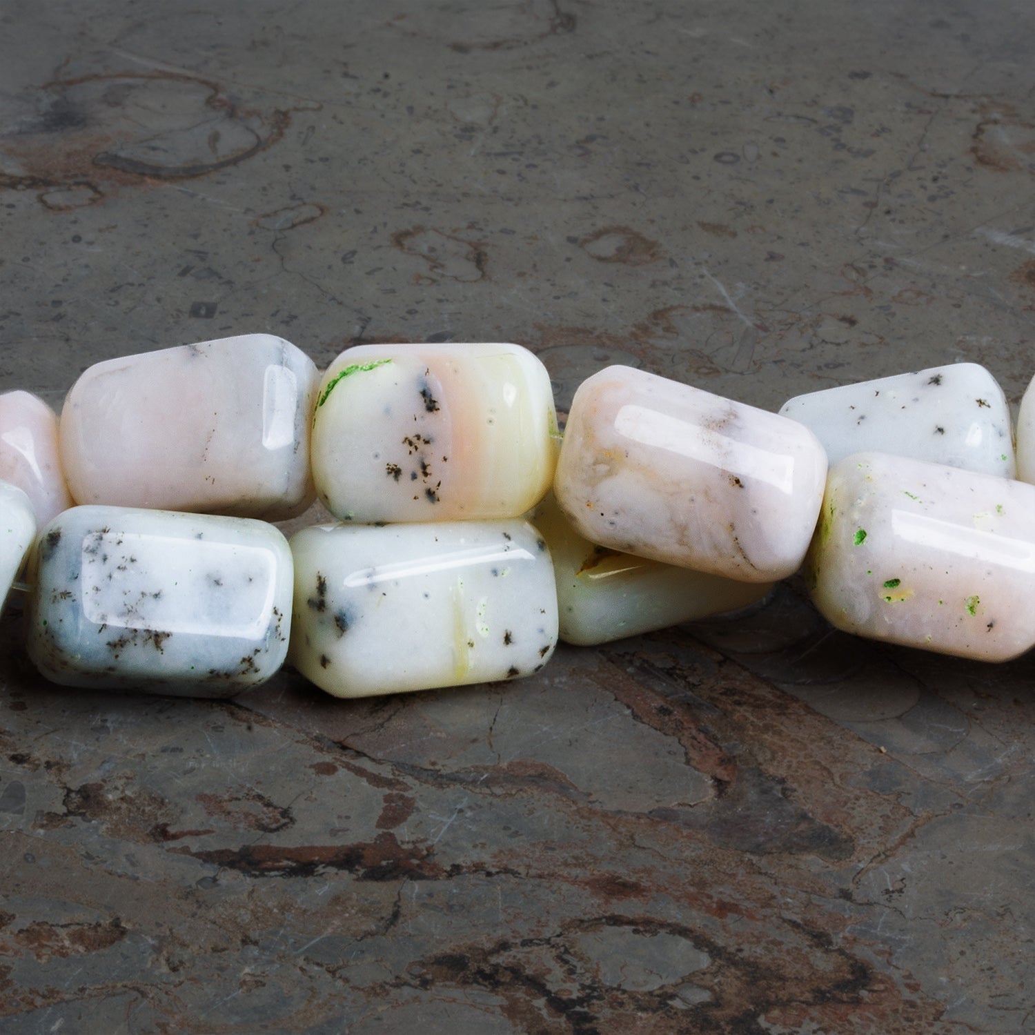 19x12mm Pink Peruvian Opal Plain Rectangles 16 inch 20 beads - The Bead Traders