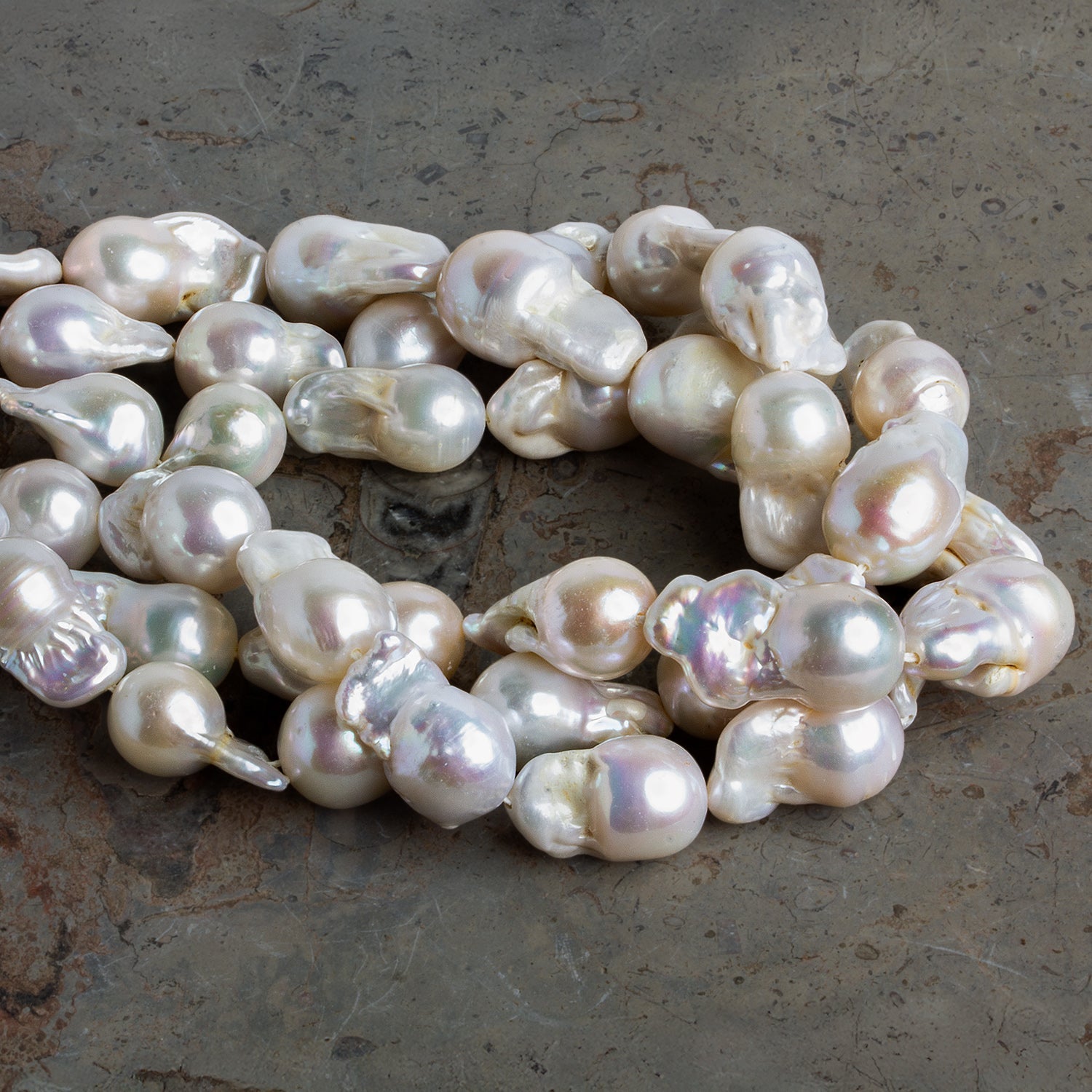 19x12mm White Ultra Baroque Pearls 16 inch 20 beads - The Bead Traders