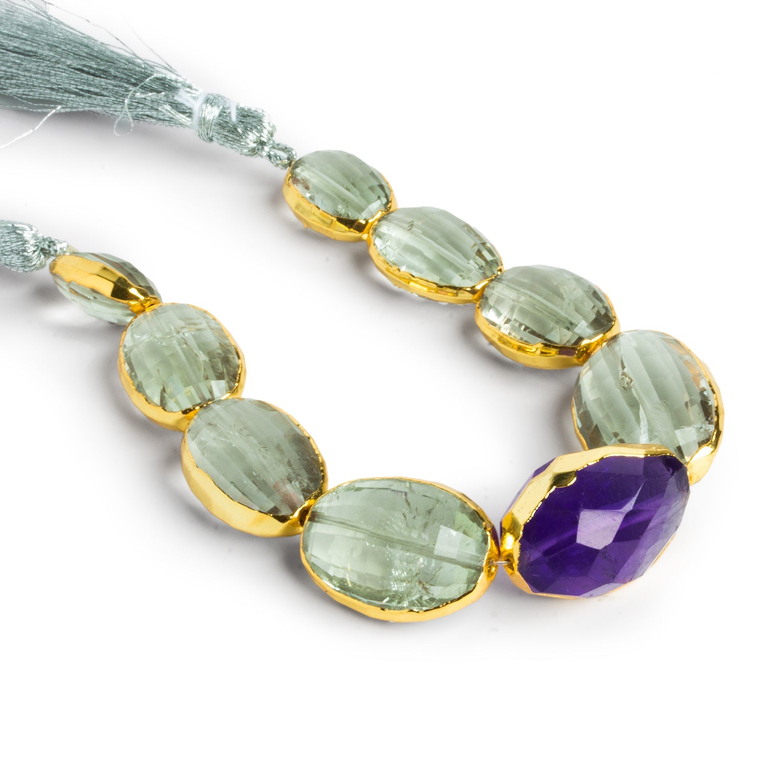 19x13mm Gold Leafed Multi Gemstone Faceted Ovals 6.5 inch 9 beads - The Bead Traders