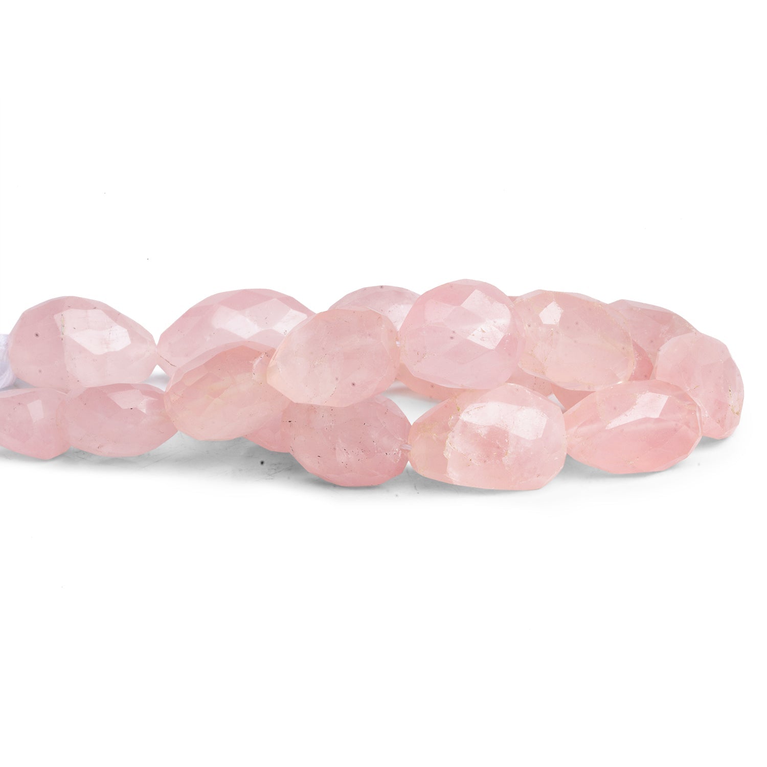 19x13mm Rose Quartz Faceted Nuggets 15 inch 19 beads - The Bead Traders