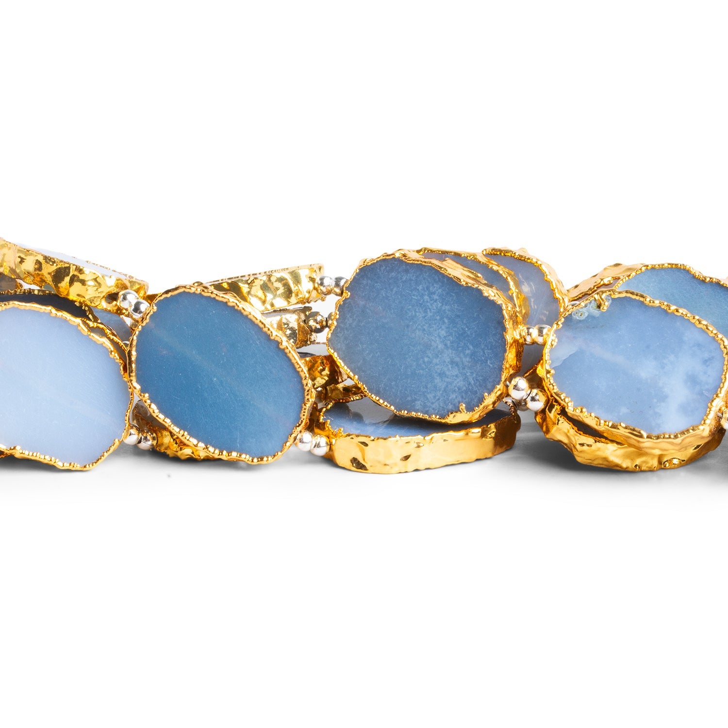 19x14mm Gold Leafed Denim Opal Slices 9 inch 11 beads - The Bead Traders