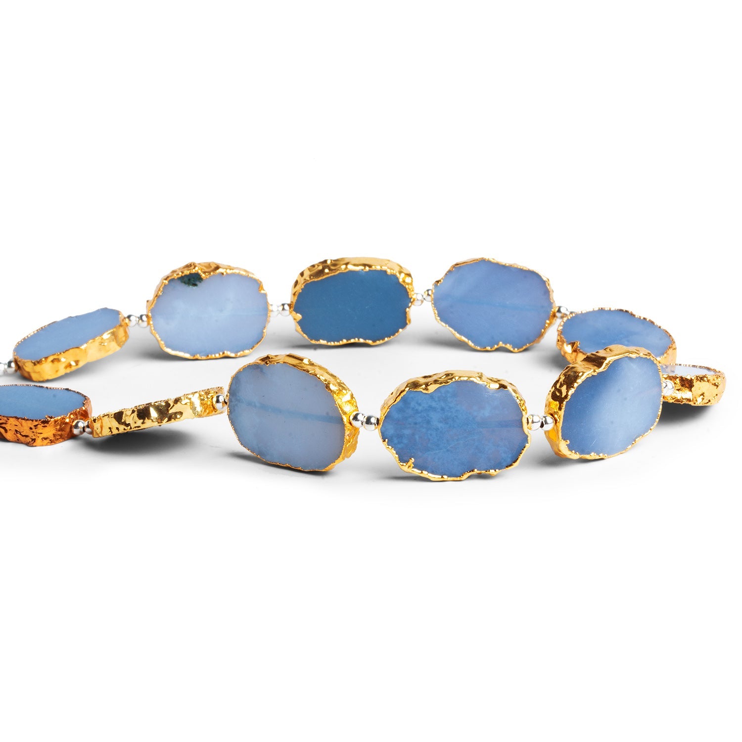 19x14mm Gold Leafed Denim Opal Slices 9 inch 11 beads - The Bead Traders