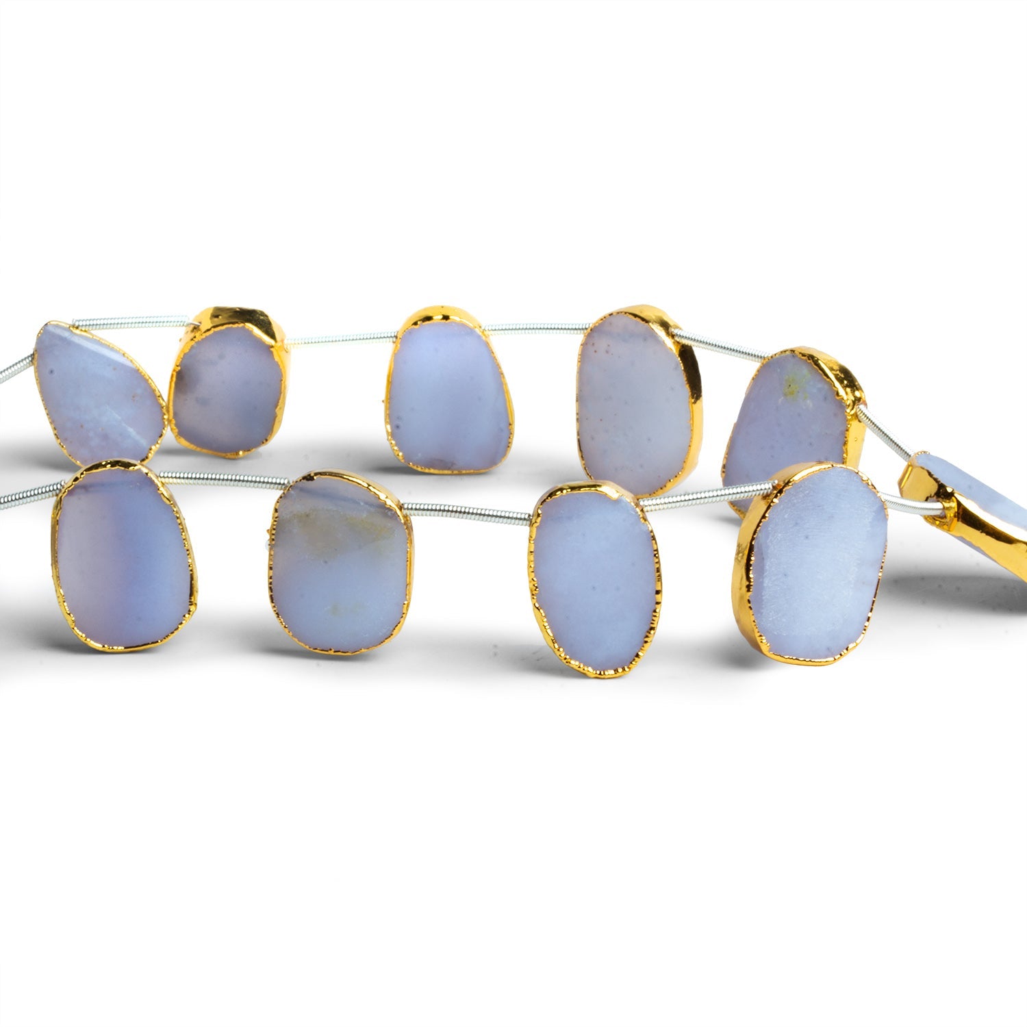 19x14mm Gold Leafed Turkish Chalcedony Top - Drilled Slices 8 inch 11 beads - The Bead Traders
