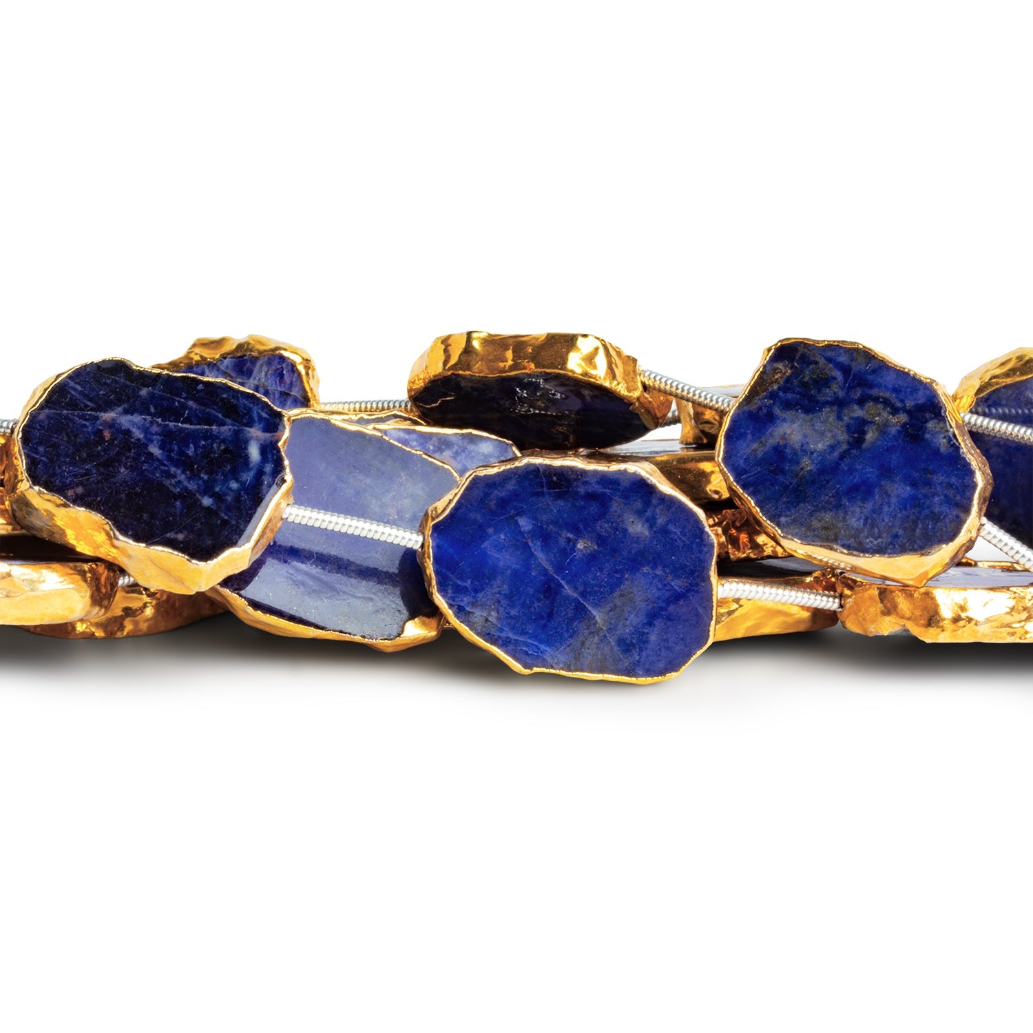 19x15mm Gold Leafed Sodalite Slices 7 inch 7 beads - The Bead Traders