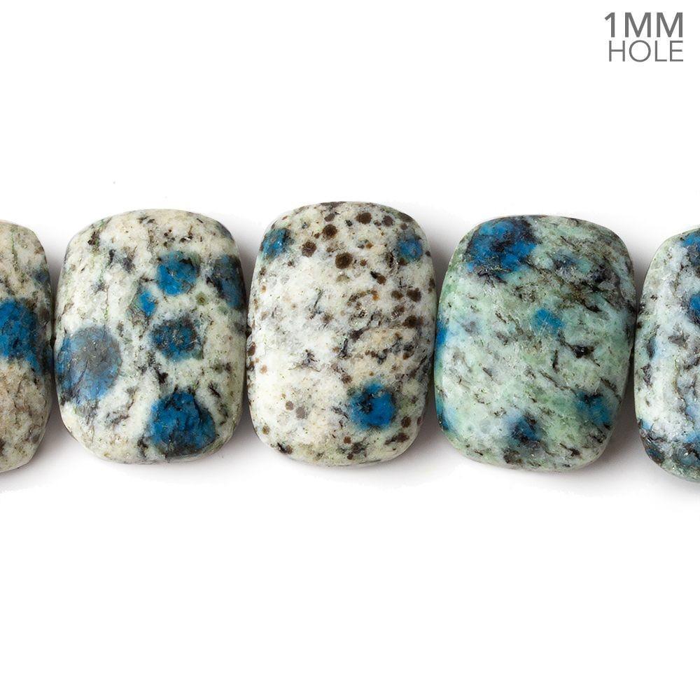 19x15mm K2 Azurite Granite Plain Cushions 8.5 inch 15 beads - The Bead Traders