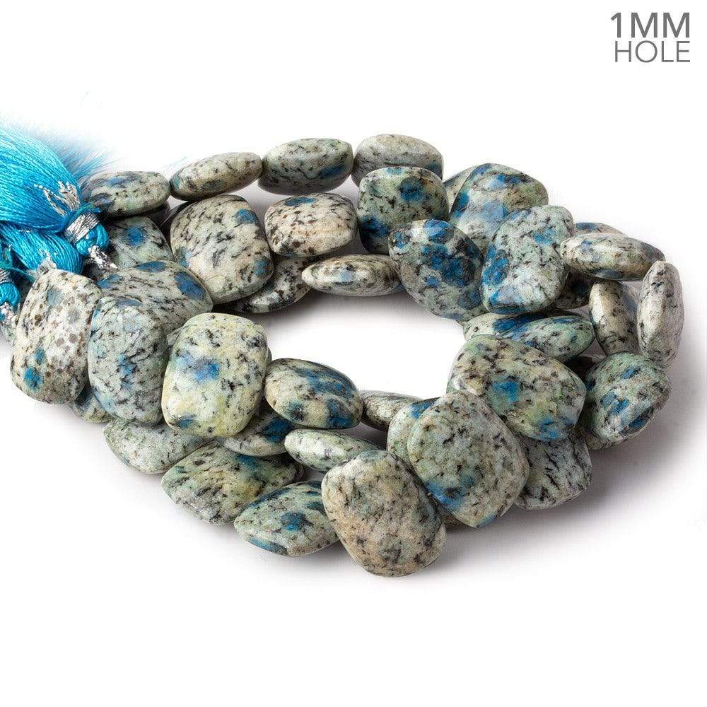19x15mm K2 Azurite Granite Plain Cushions 8.5 inch 15 beads - The Bead Traders