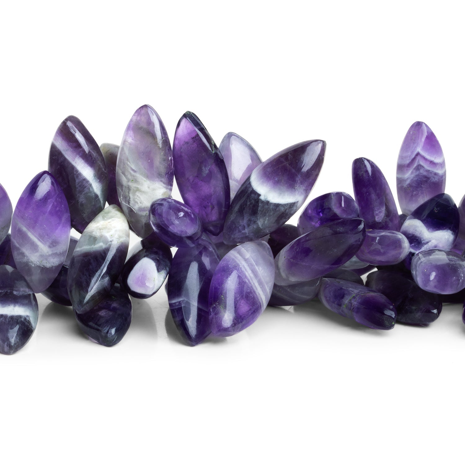 19x8mm Cape Amethyst Plain Marquises 8 inch 39 beads - The Bead Traders
