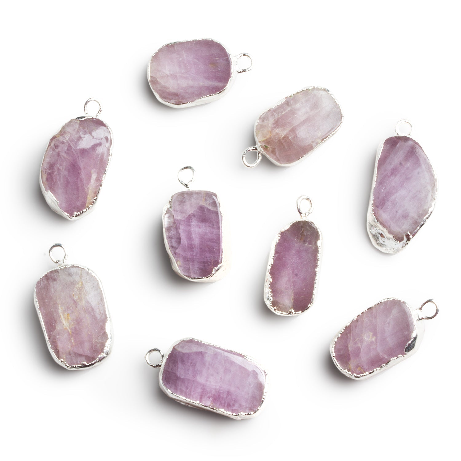 19x9mm Silver Leafed Kunzite Nugget Pendant 1 Bead - The Bead Traders
