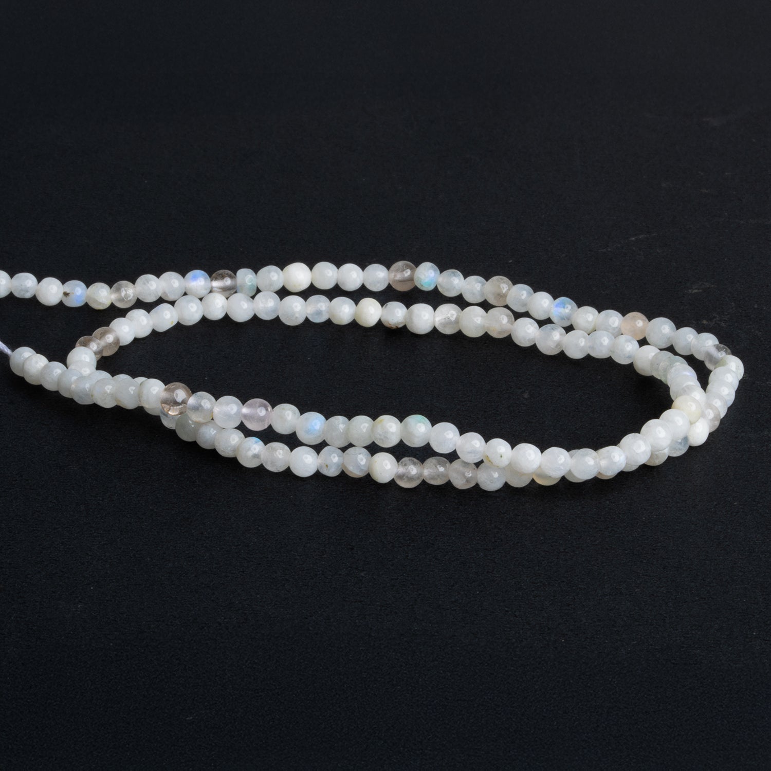 2 - 2.5mm Rainbow Moonstone Handcut Rounds 12 inch 120 beads - The Bead Traders