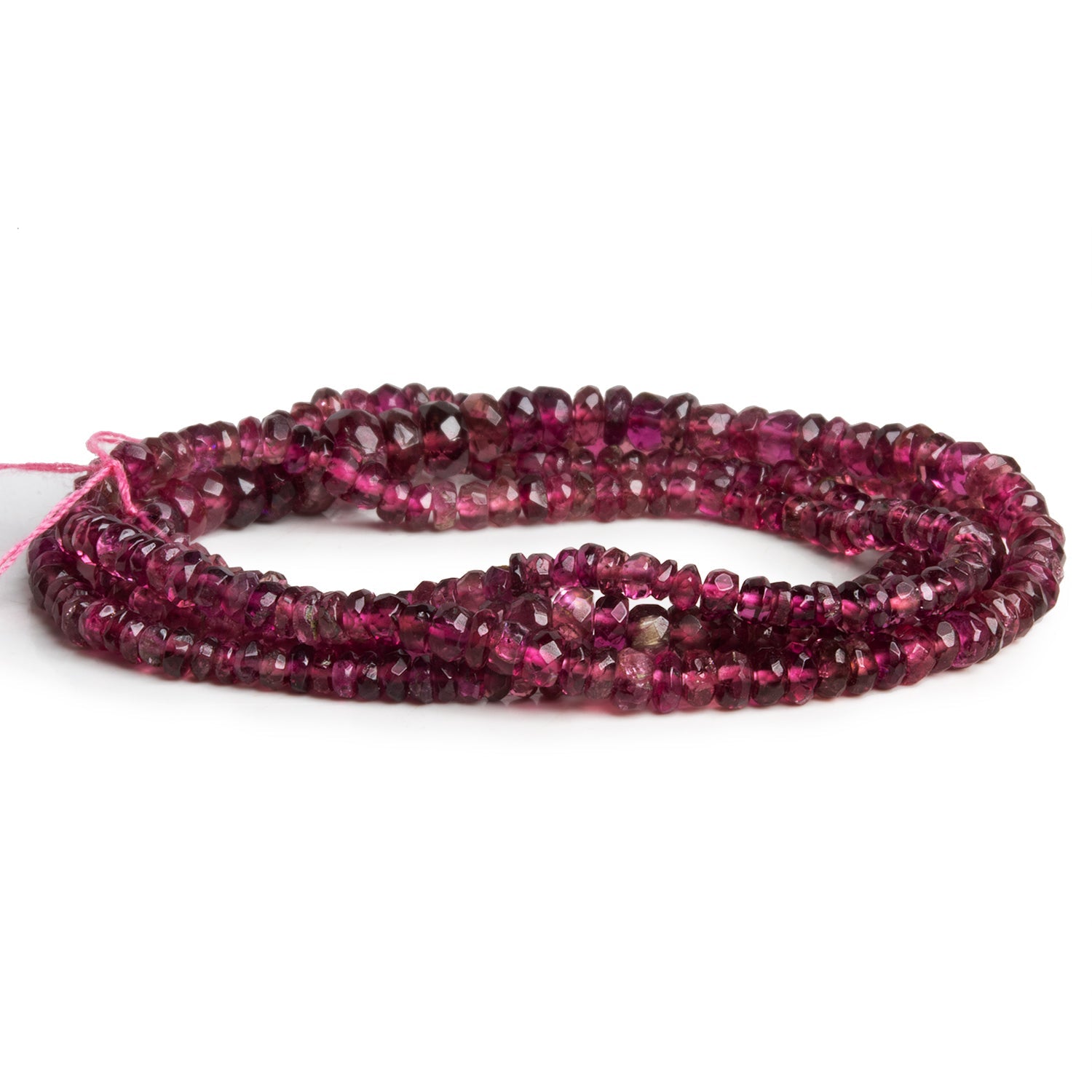 2 - 5mm Rubelite Tourmaline Faceted Rondelles 19 inch 300 beads - The Bead Traders