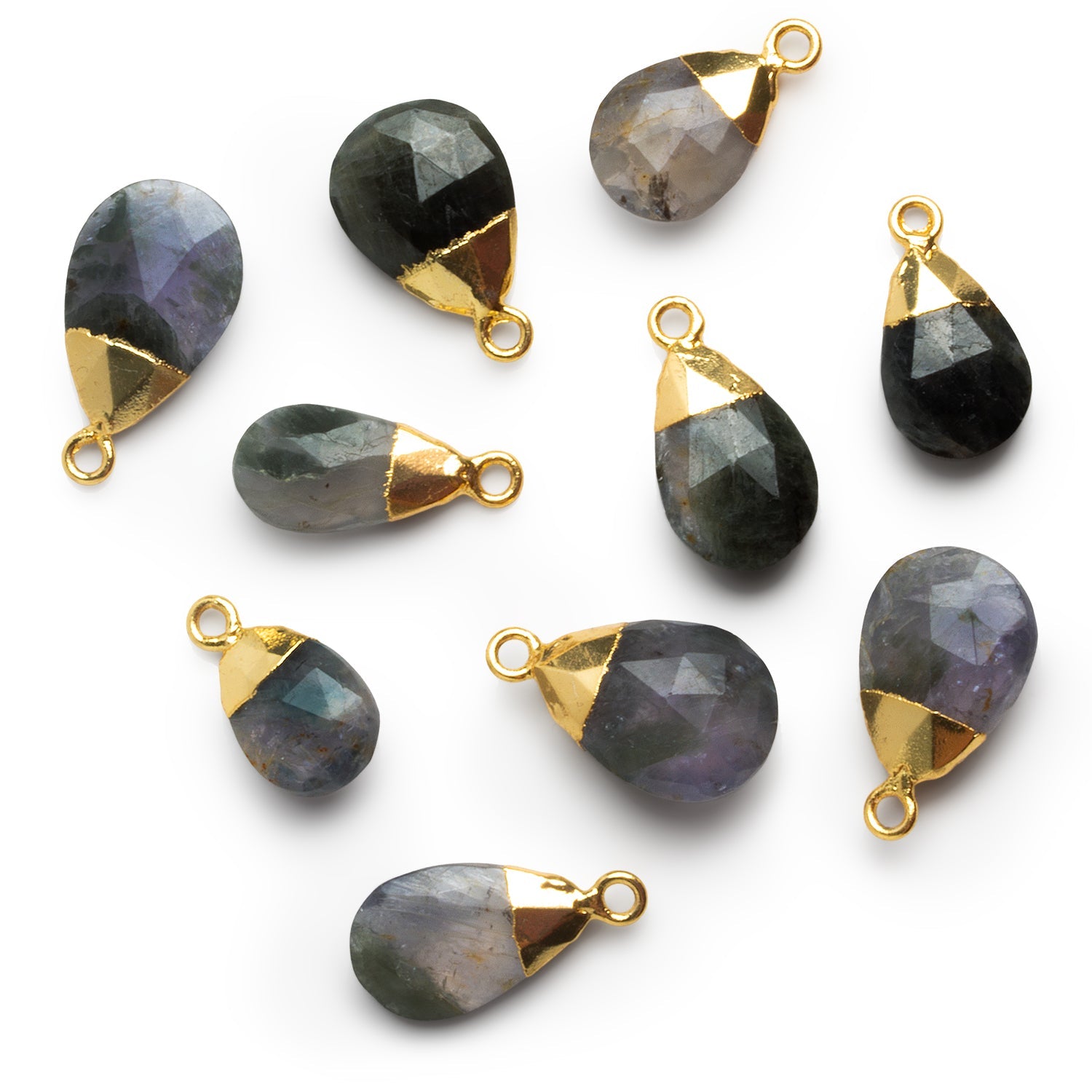 20x10mm Gold Leafed Iolite Faceted Pear Pendant 1 Bead - The Bead Traders