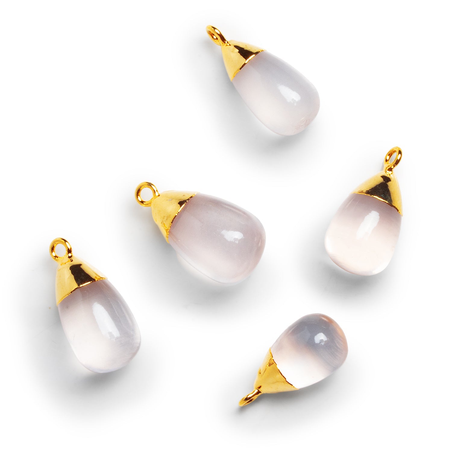 20x10mm Gold Leafed Rose Quartz Teardrop Pendant 1 Bead - The Bead Traders