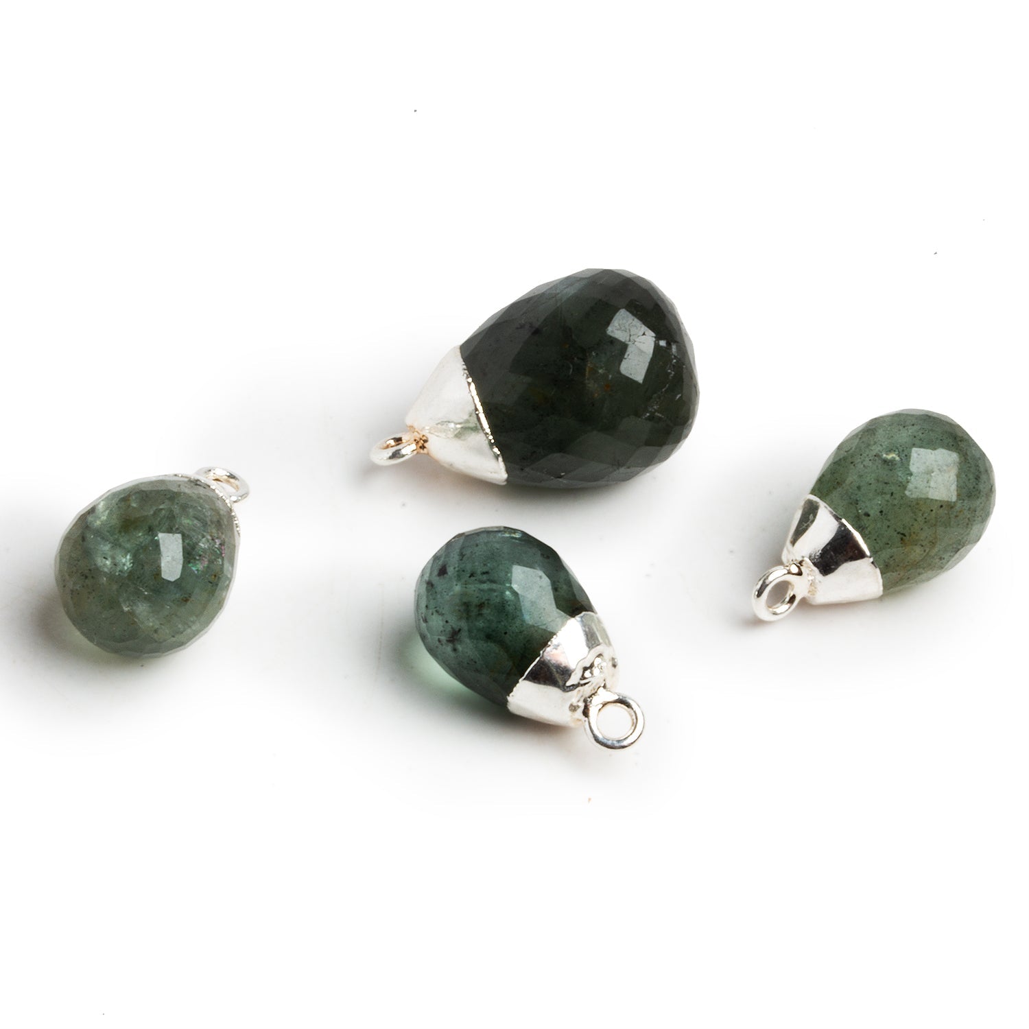 20x11mm Silver Leafed Moss Aquamarine Pear Pendant 1 Bead - The Bead Traders