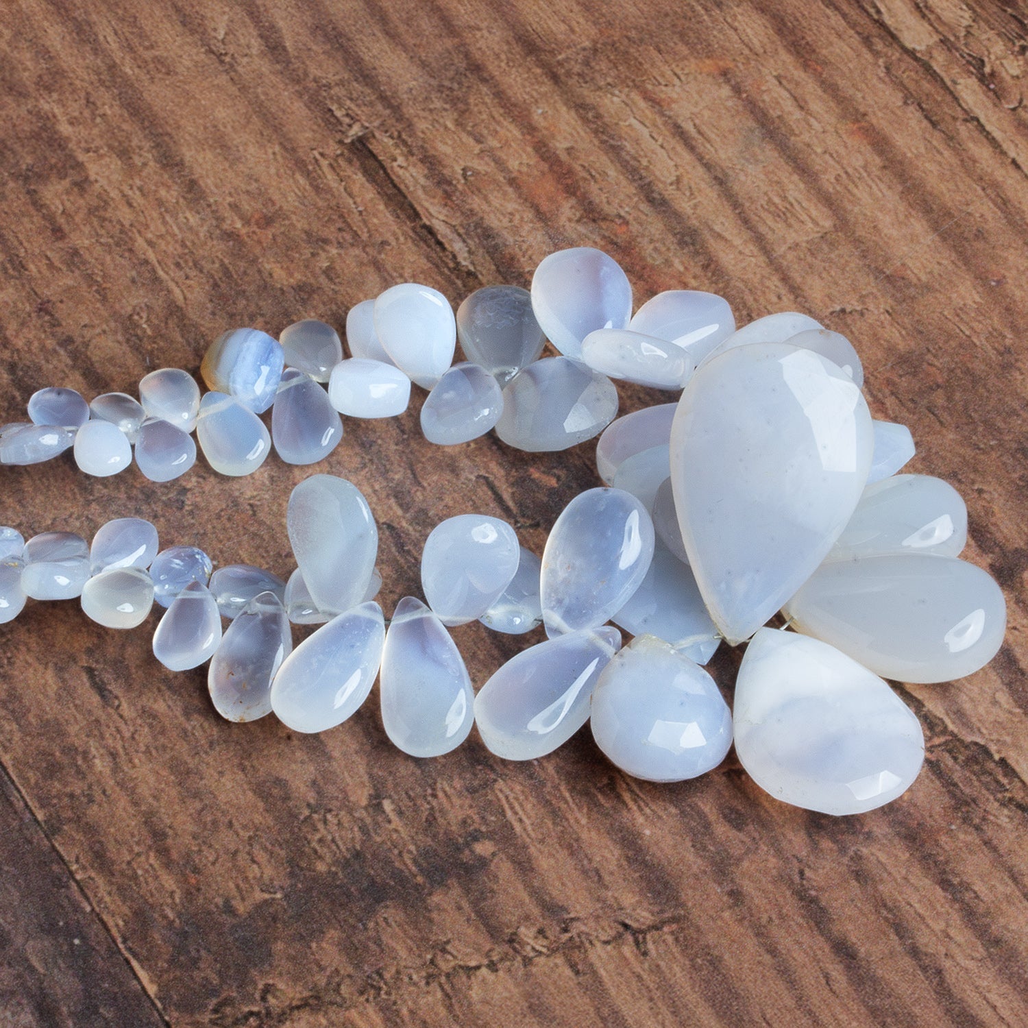 20x12mm Turkish Chalcedony Plain Pears 8 inch 48 beads - The Bead Traders