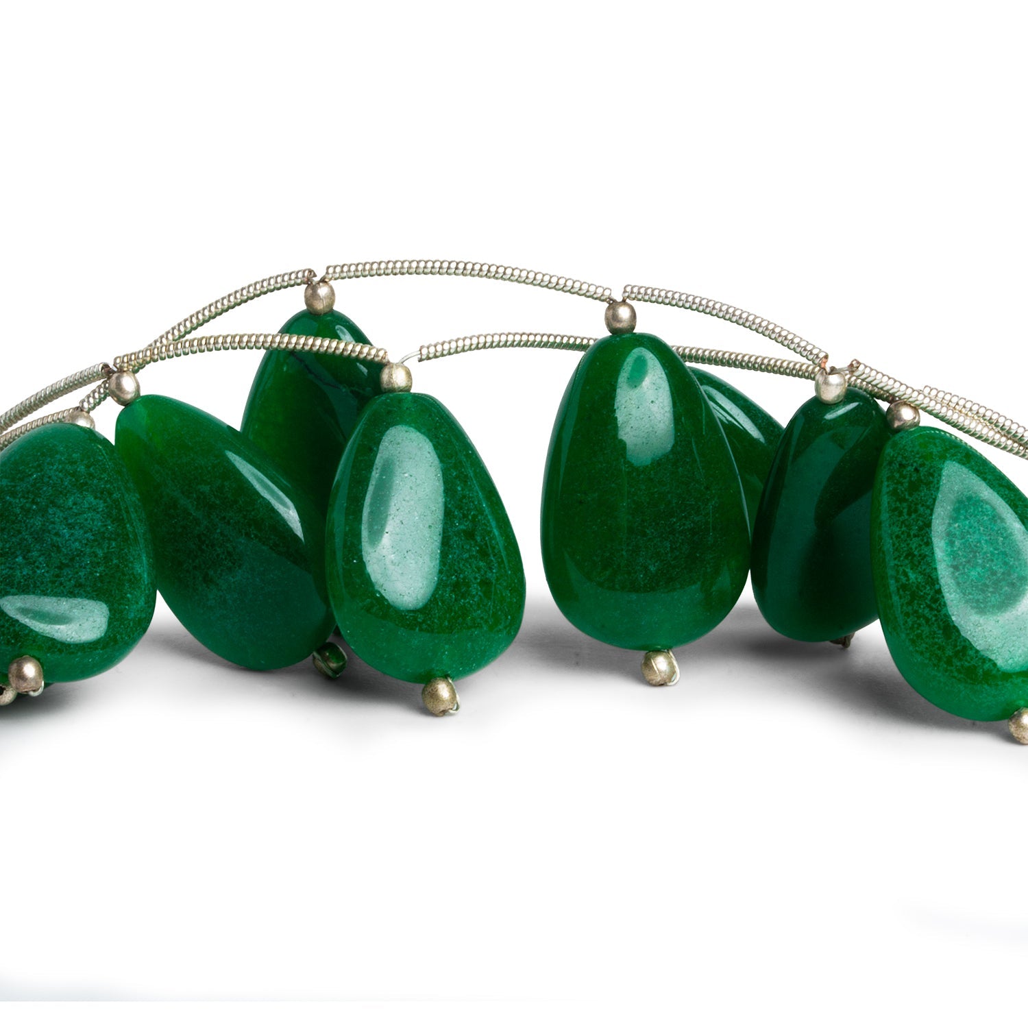 20x14mm Green Chalcedony Plain Pears 7 inch 9 beads - The Bead Traders