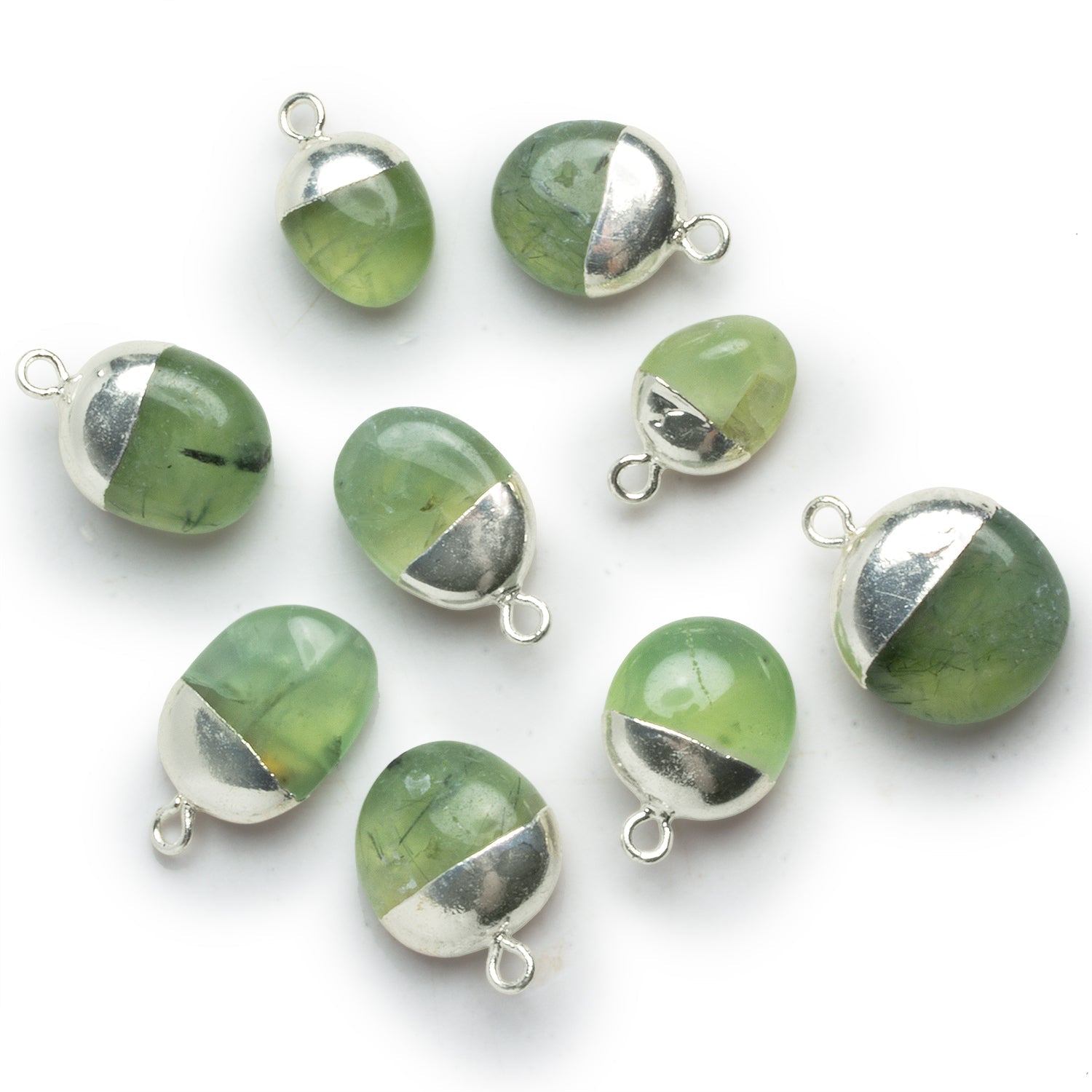 20x14mm Silver Leafed Prehnite Nugget Pendant 1 Bead - The Bead Traders