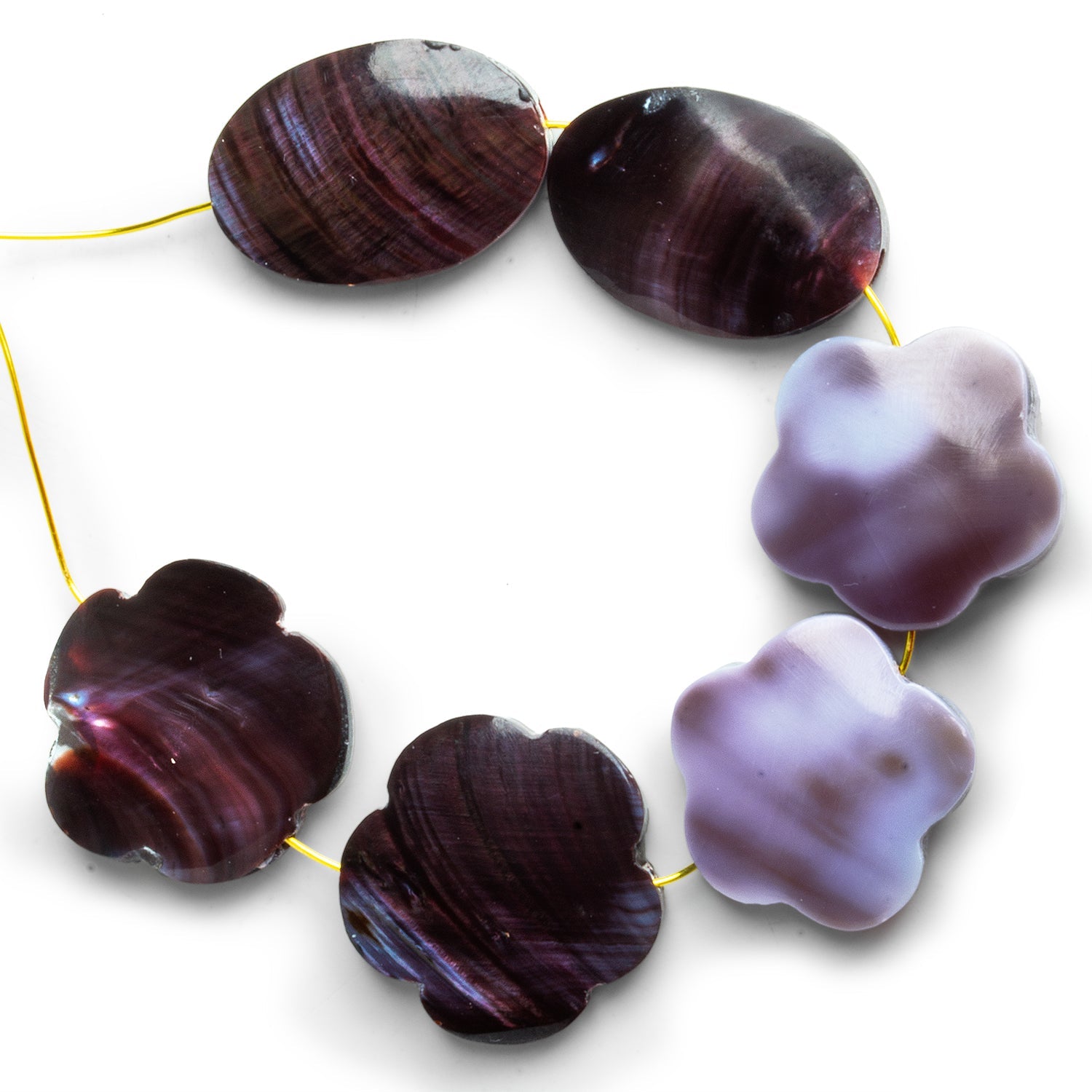 20x15mm Burgundy Mother of Pearl Oval Focals 2 Beads - The Bead Traders